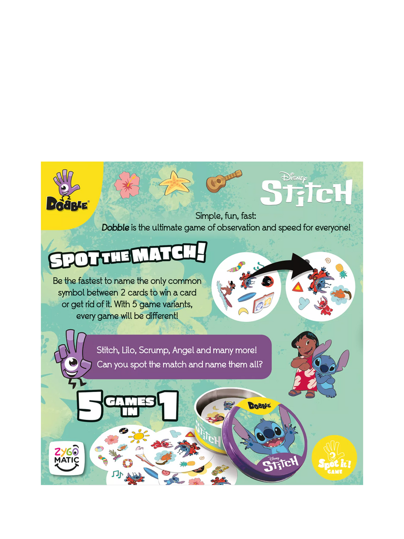 Esdevium Dobble Disney Lilo & Stitch spot the match game - British product