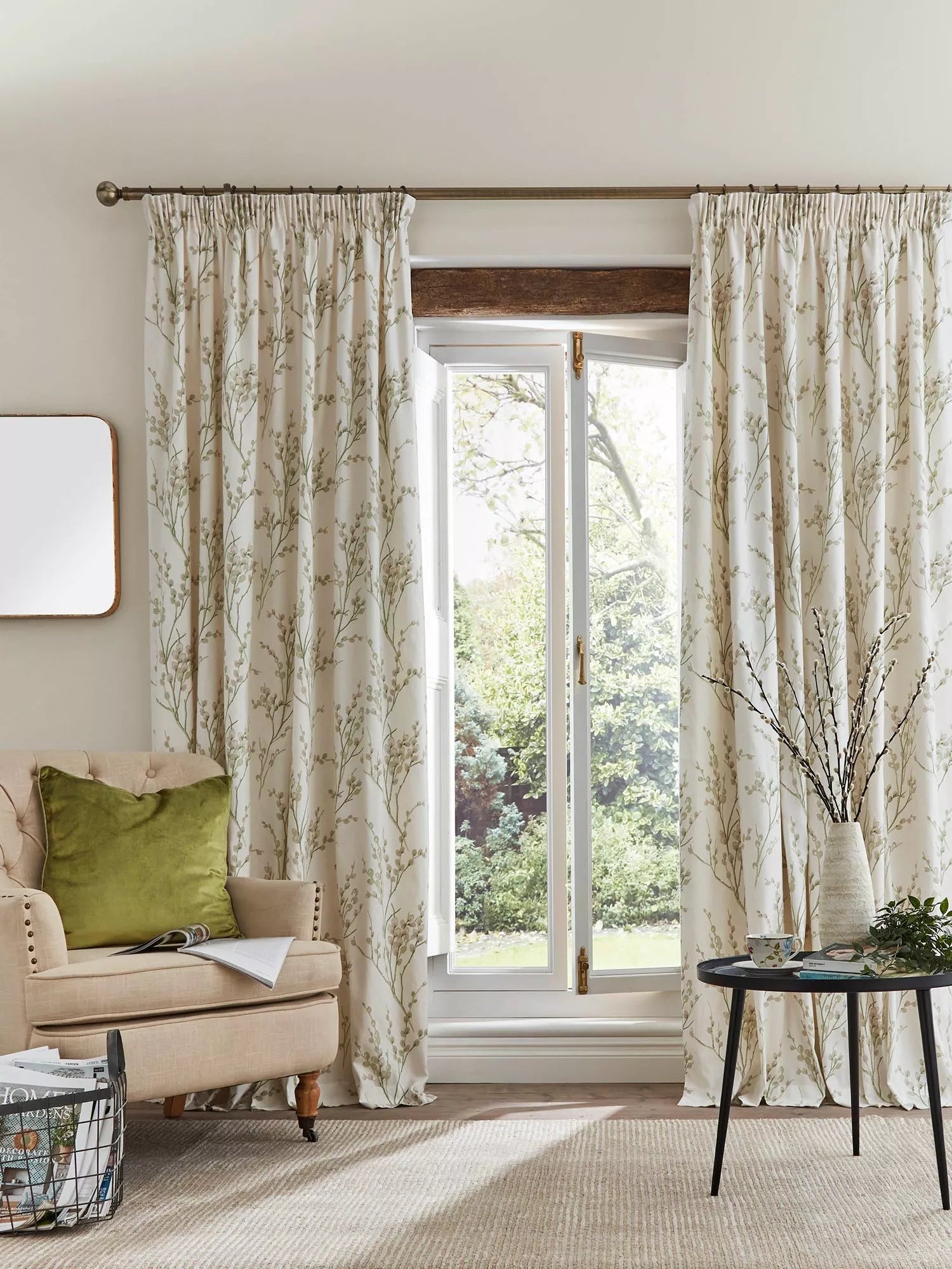 Laura Ashley lined curtains Pussy Willow 137cm drop, UK version