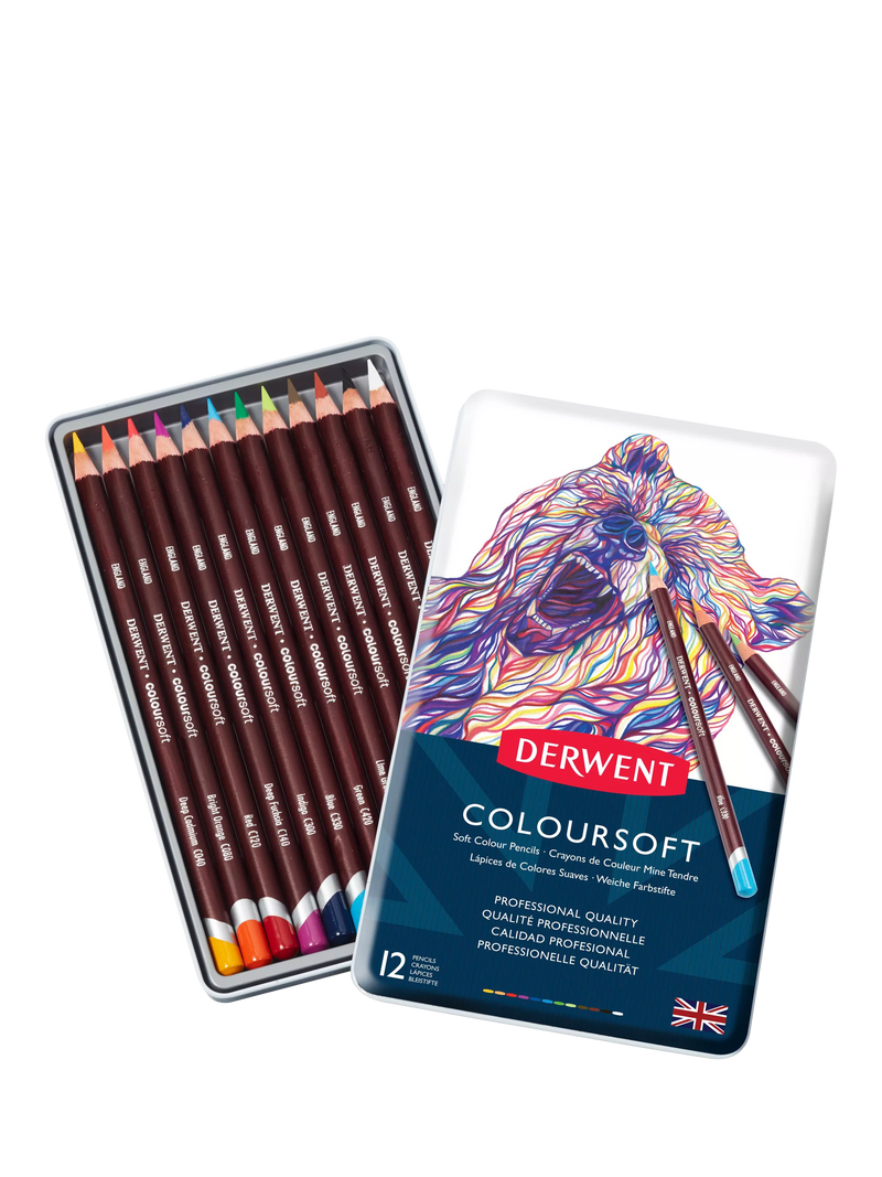 Derwent coloured pencils Coloursoft set 12, UK version