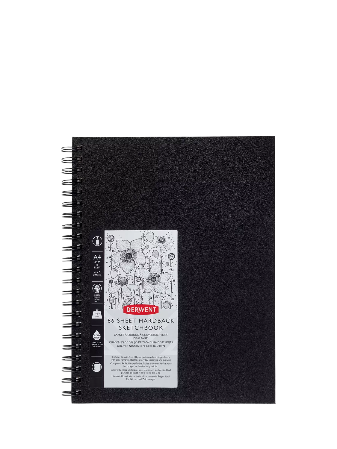Derwent A4 hardback wirebound sketchbook, UK version