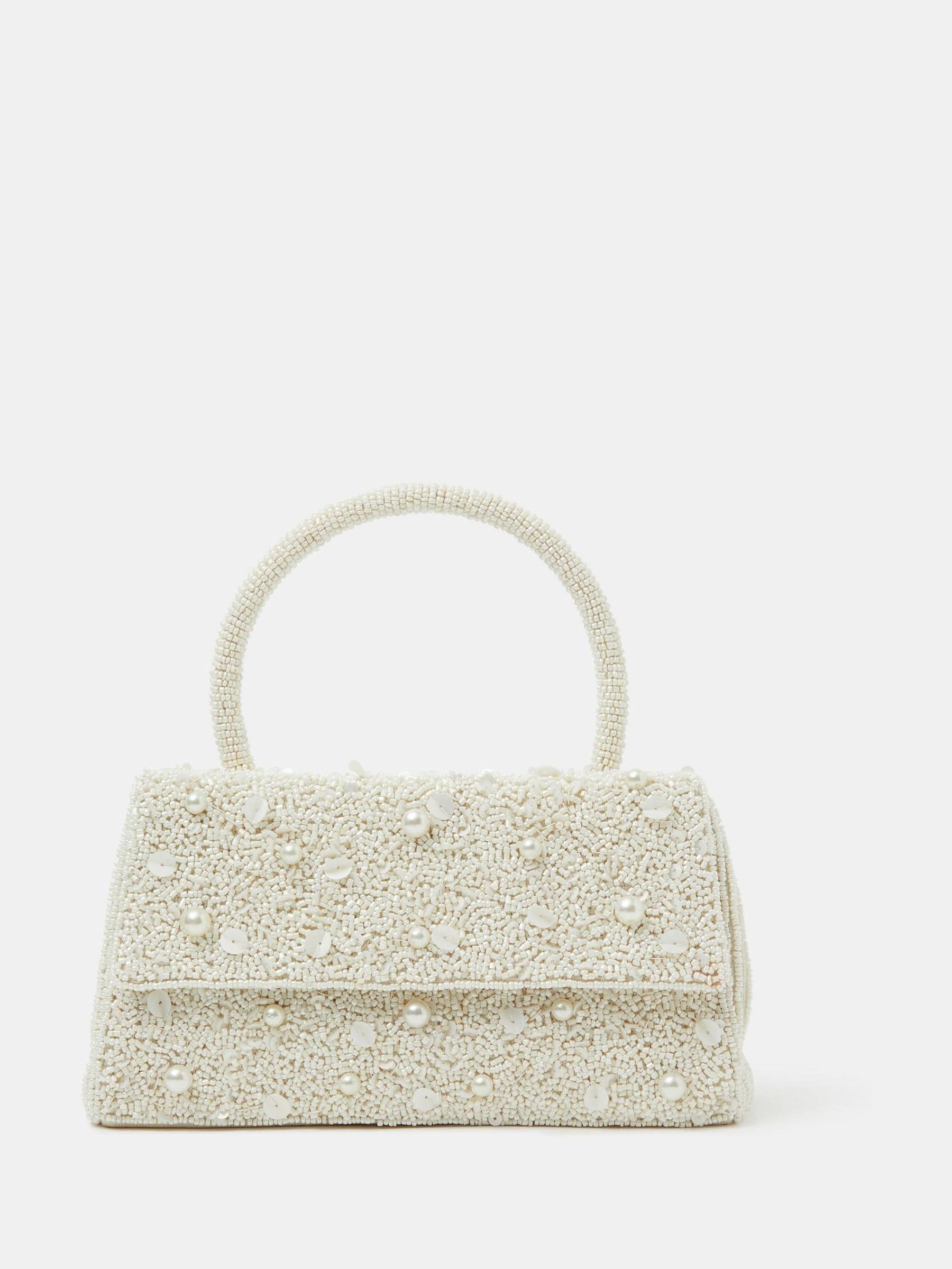 Accessorize cream pearl beaded handheld bag, imported from the UK