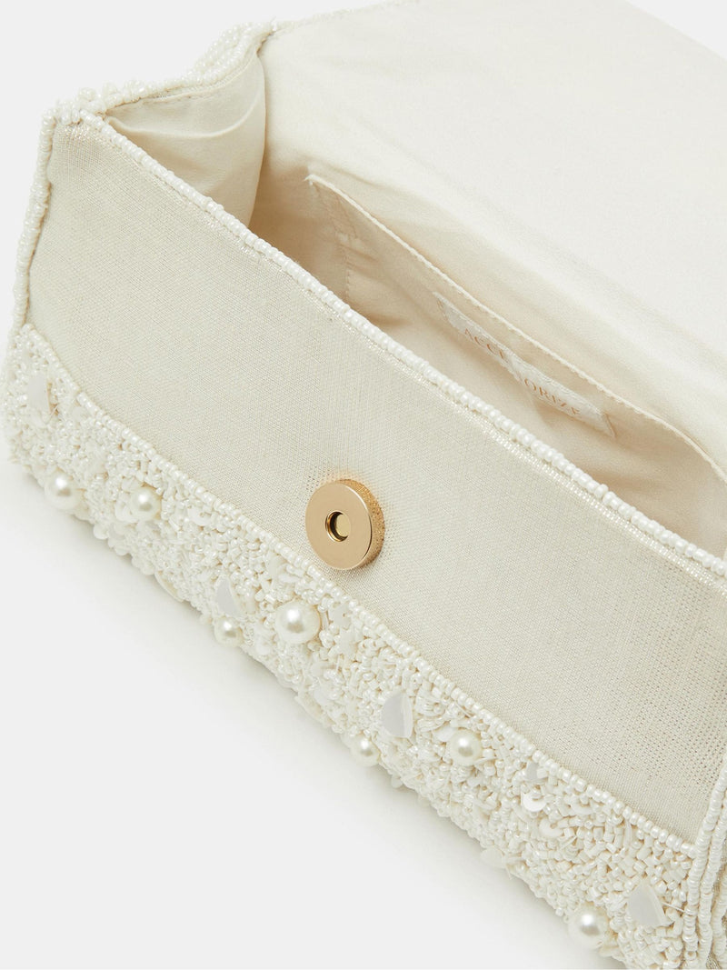 Accessorize cream pearl beaded handheld bag, imported from the UK