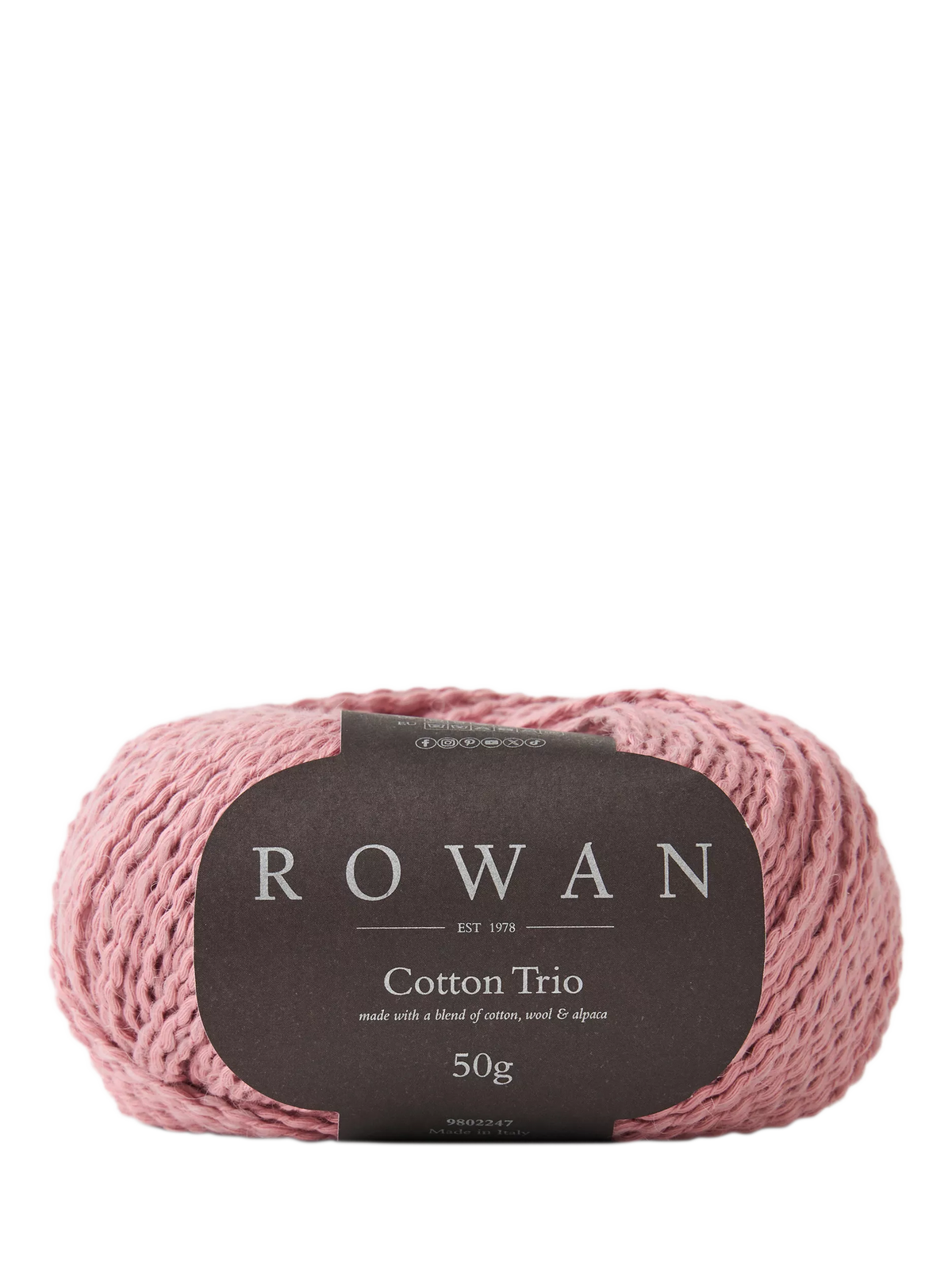 Rowan Cotton Trio Knitting Yarn, 50g, Blush