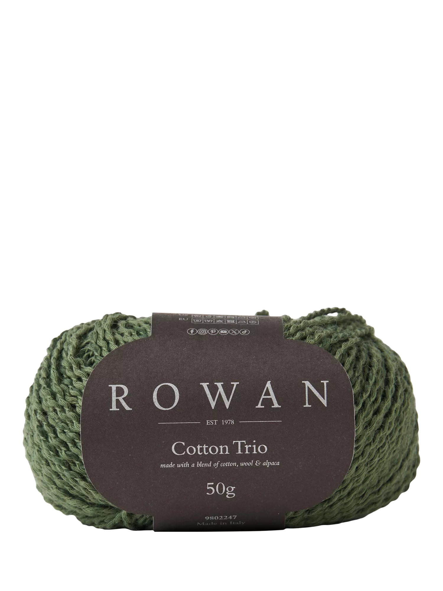 Rowan Cotton Trio Knitting Yarn, 50g, Leaf