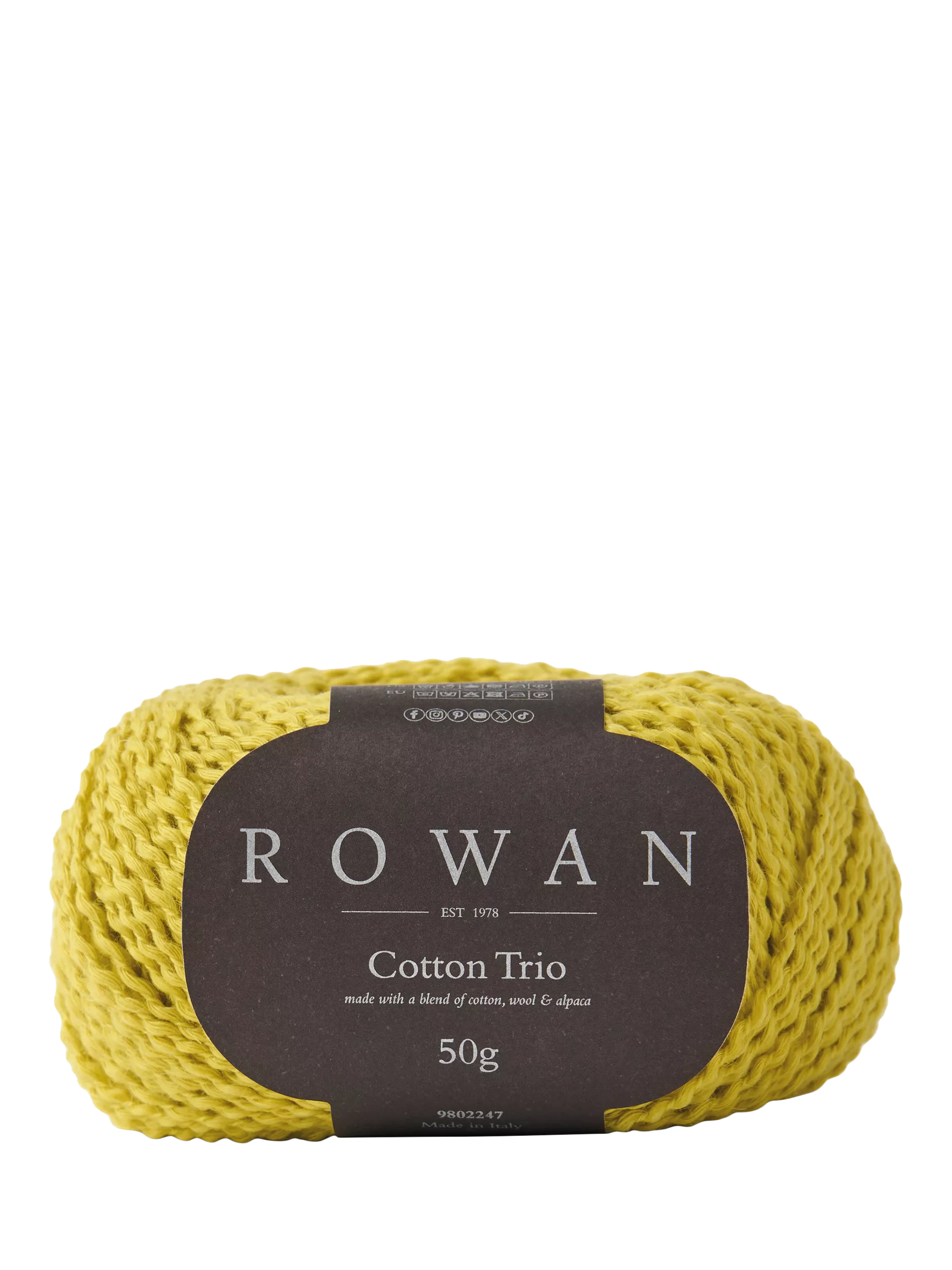 Rowan Cotton Trio Knitting Yarn, 50g, Lime
