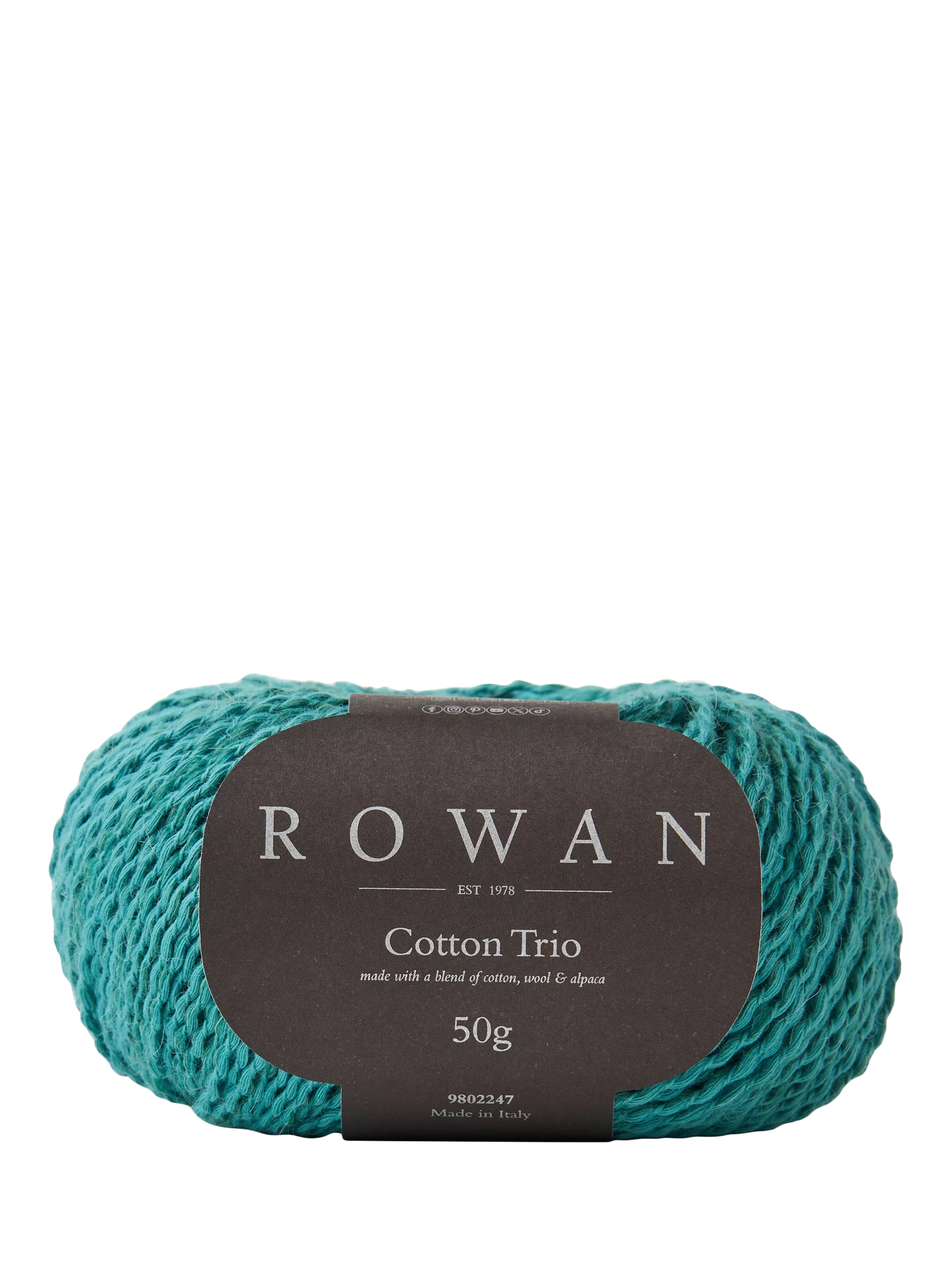 Rowan Cotton Trio Knitting Yarn, 50g, Teal