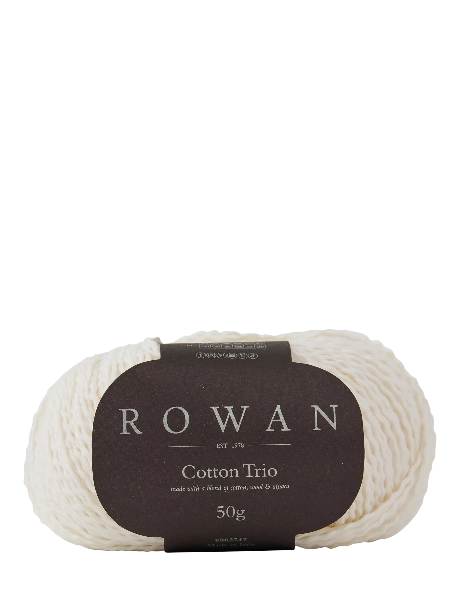 Rowan Cotton Trio Knitting Yarn, 50g, Polar