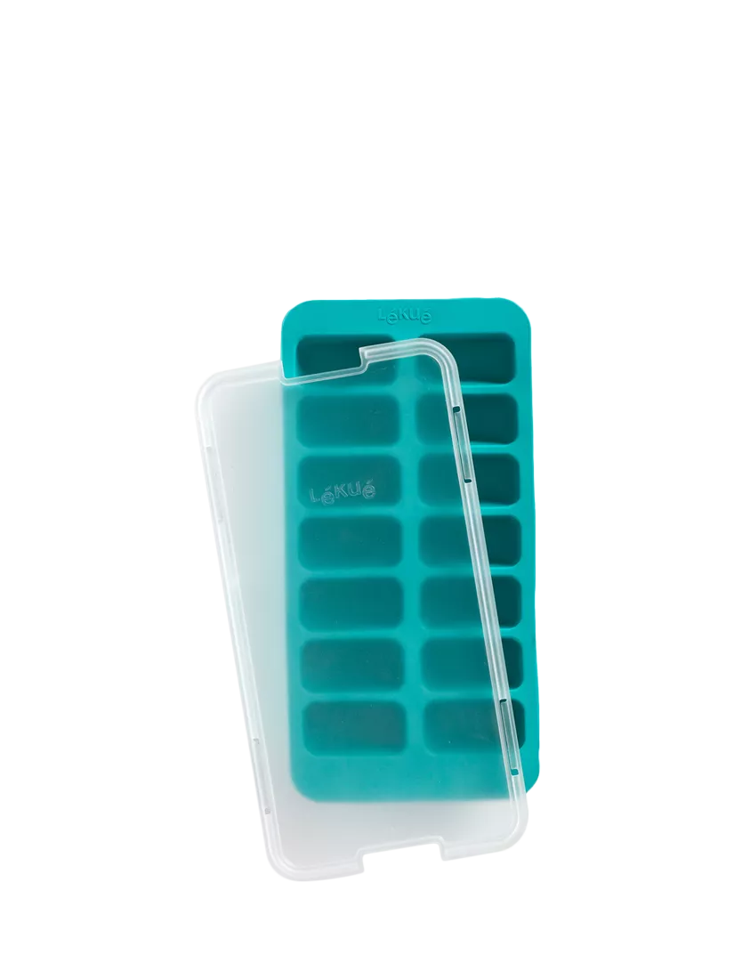 Lékué rectangular ice cube tray with lid turquoise (British brand)