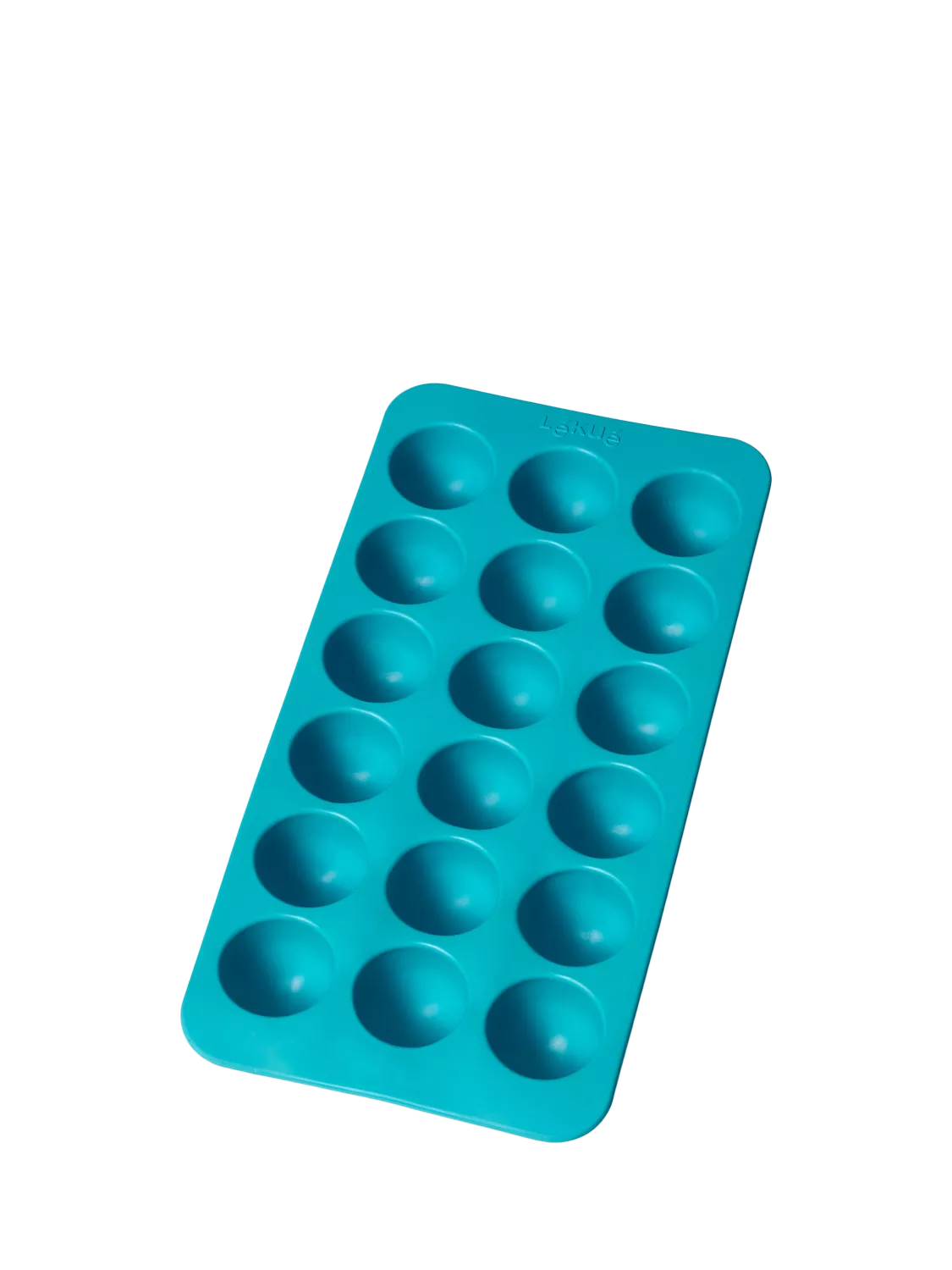 Lékué turquoise round ice cube tray with lid 18 cubes, UK version