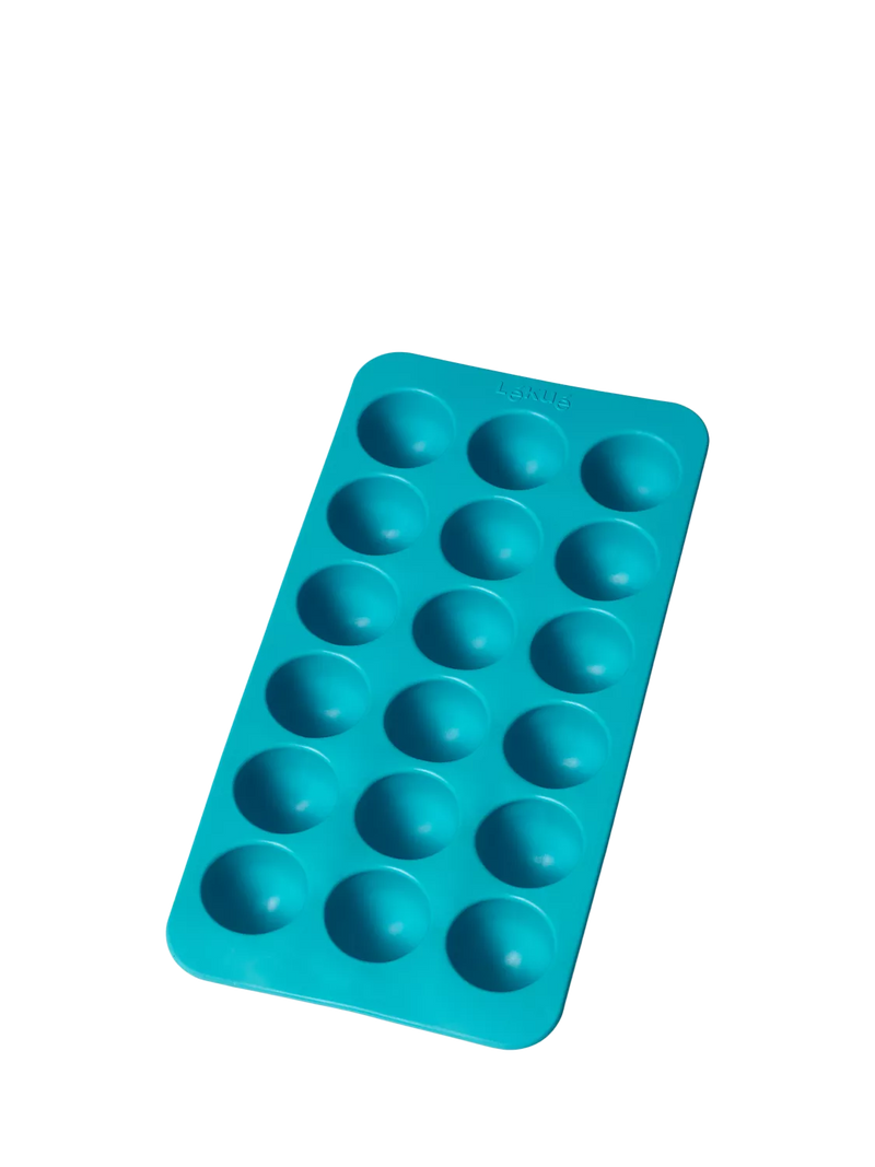Lékué turquoise round ice cube tray with lid 18 cubes, UK version