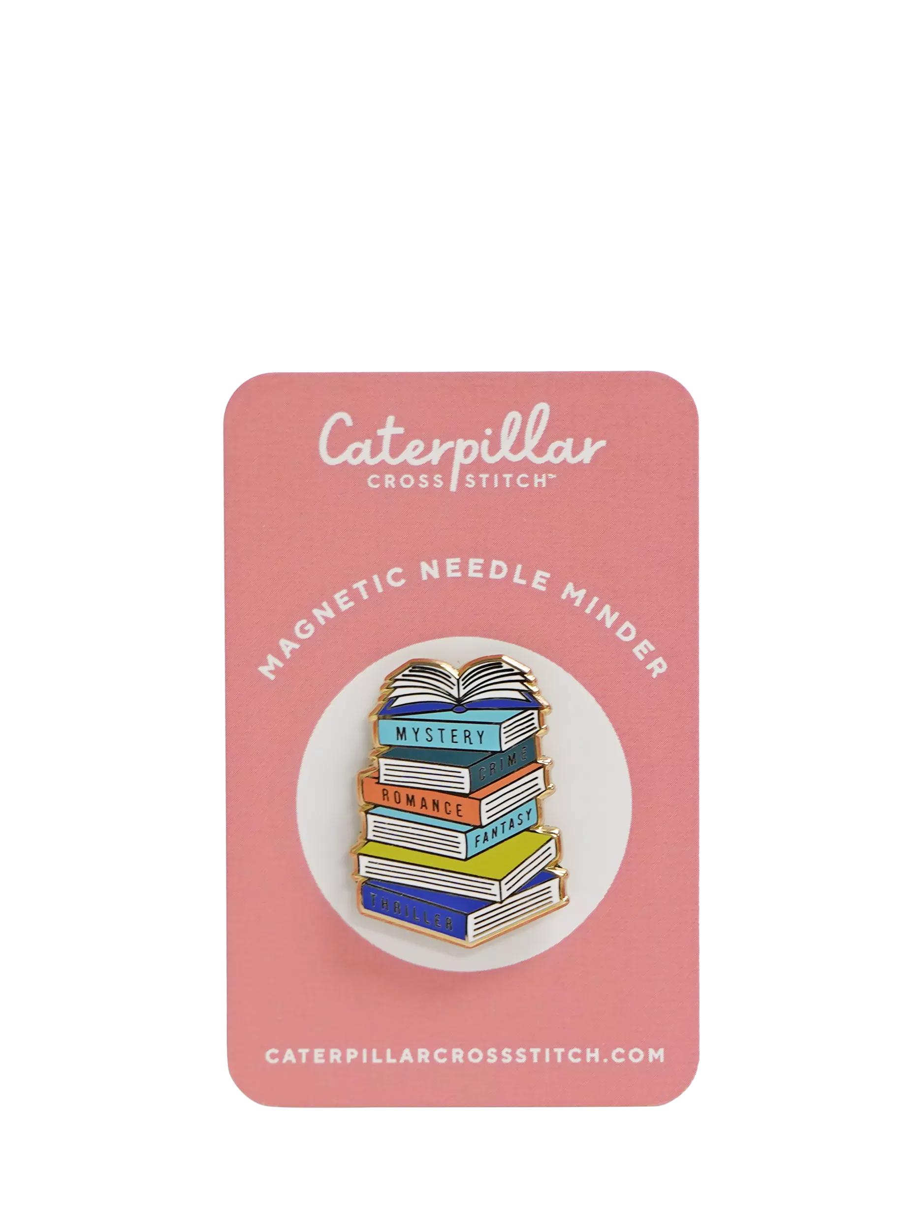 Caterpillar Cross Stitch book stack needle minder - British product