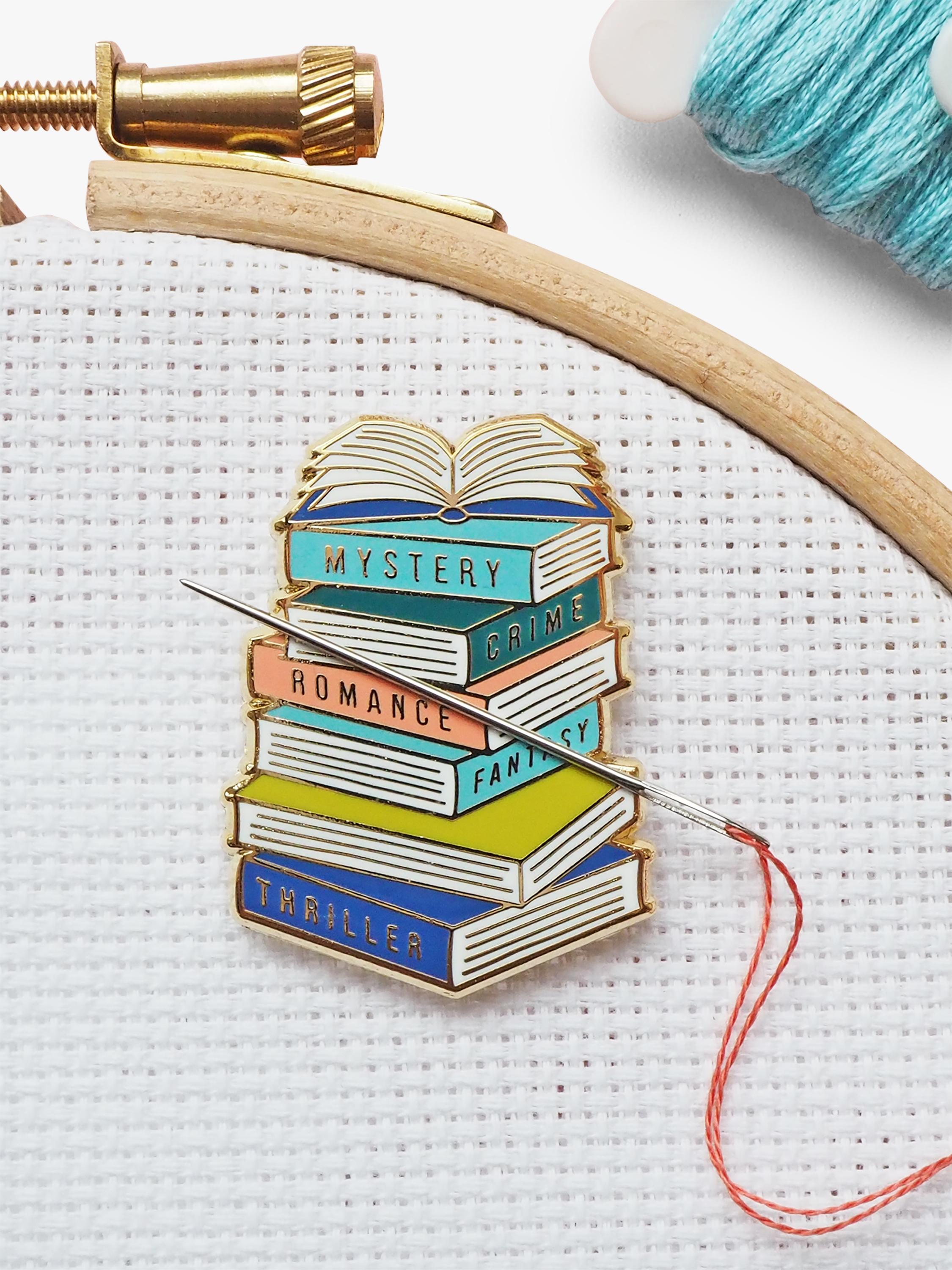 Caterpillar Cross Stitch book stack needle minder - British product