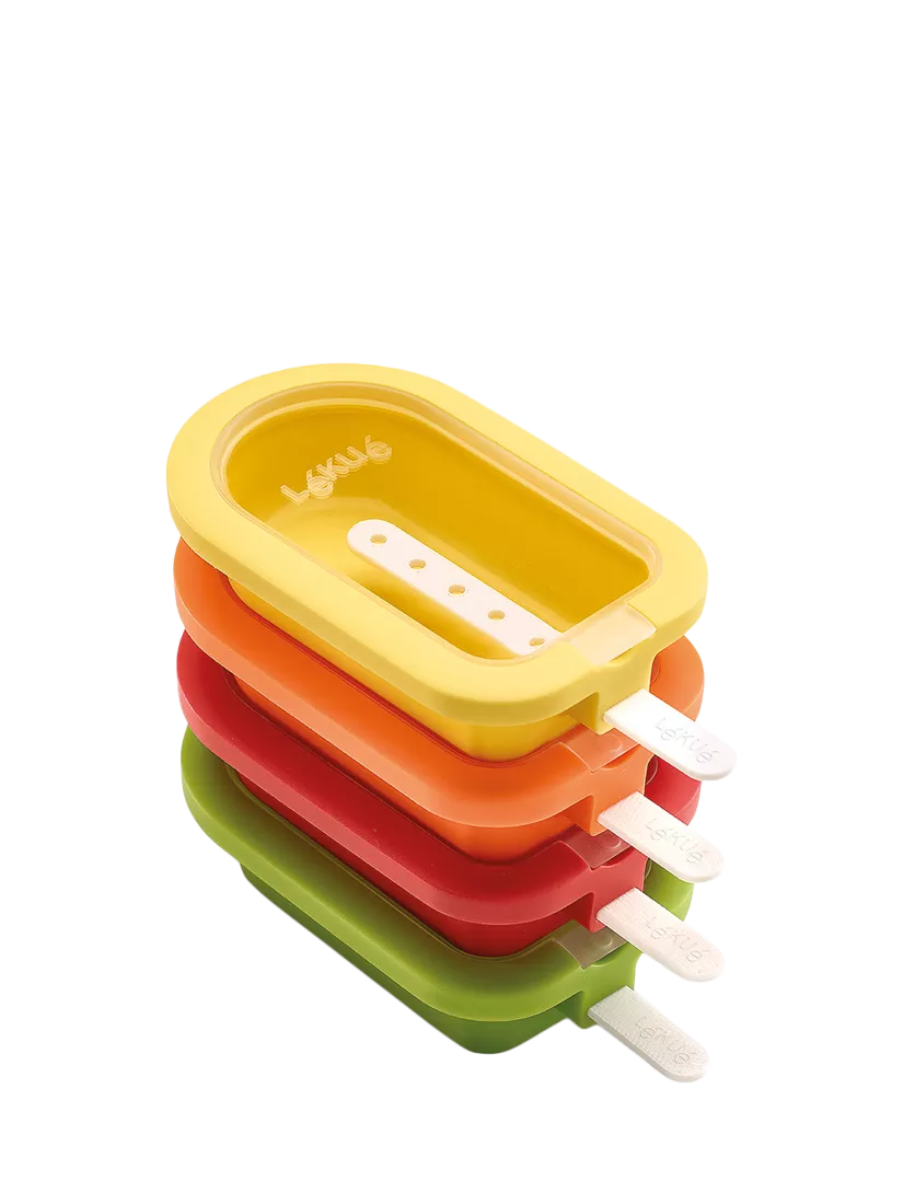 Lékué Classic Stackable Popsicle Ice Lolly Moulds Set of 4, UK version