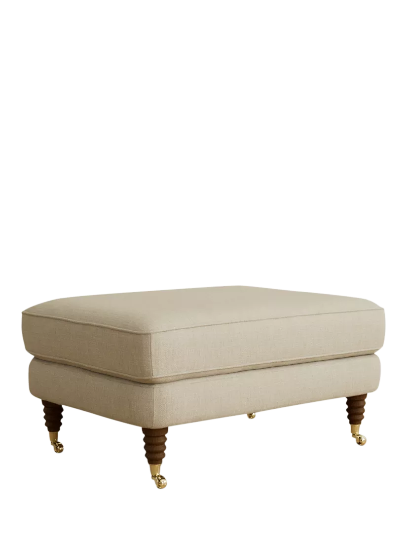 Laura Ashley Lynden footstool teak leg Wooton Natural, UK version