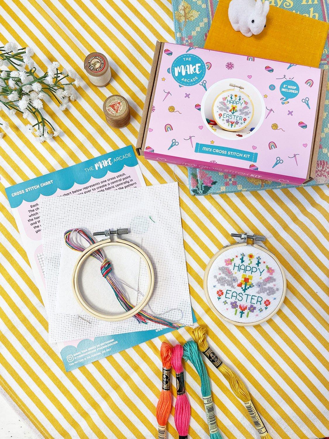 The Make Arcade mini Easter cross stitch kit, UK version