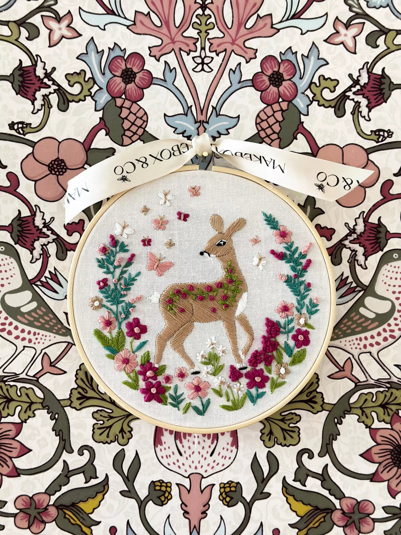 MakeBox Frolicking Fawn embroidery kit, UK version
