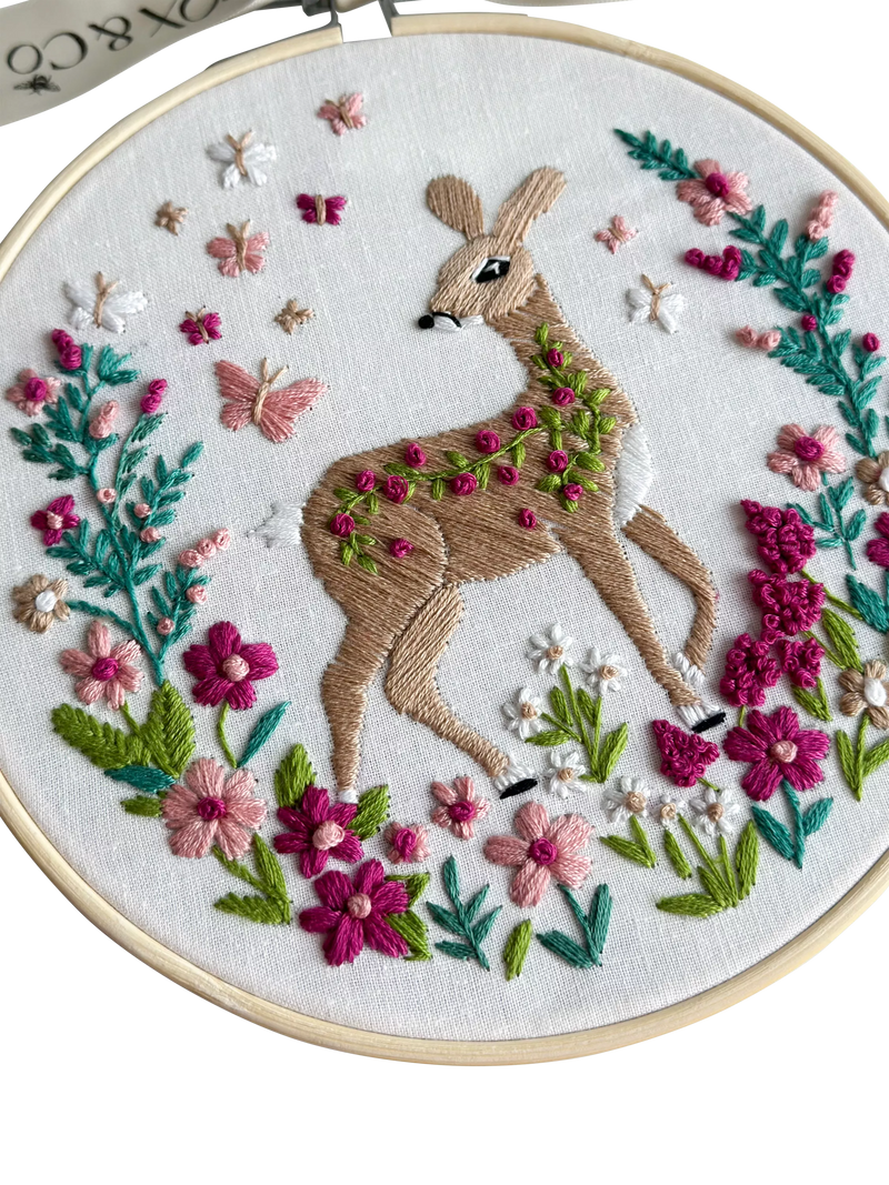 MakeBox Frolicking Fawn embroidery kit, UK version