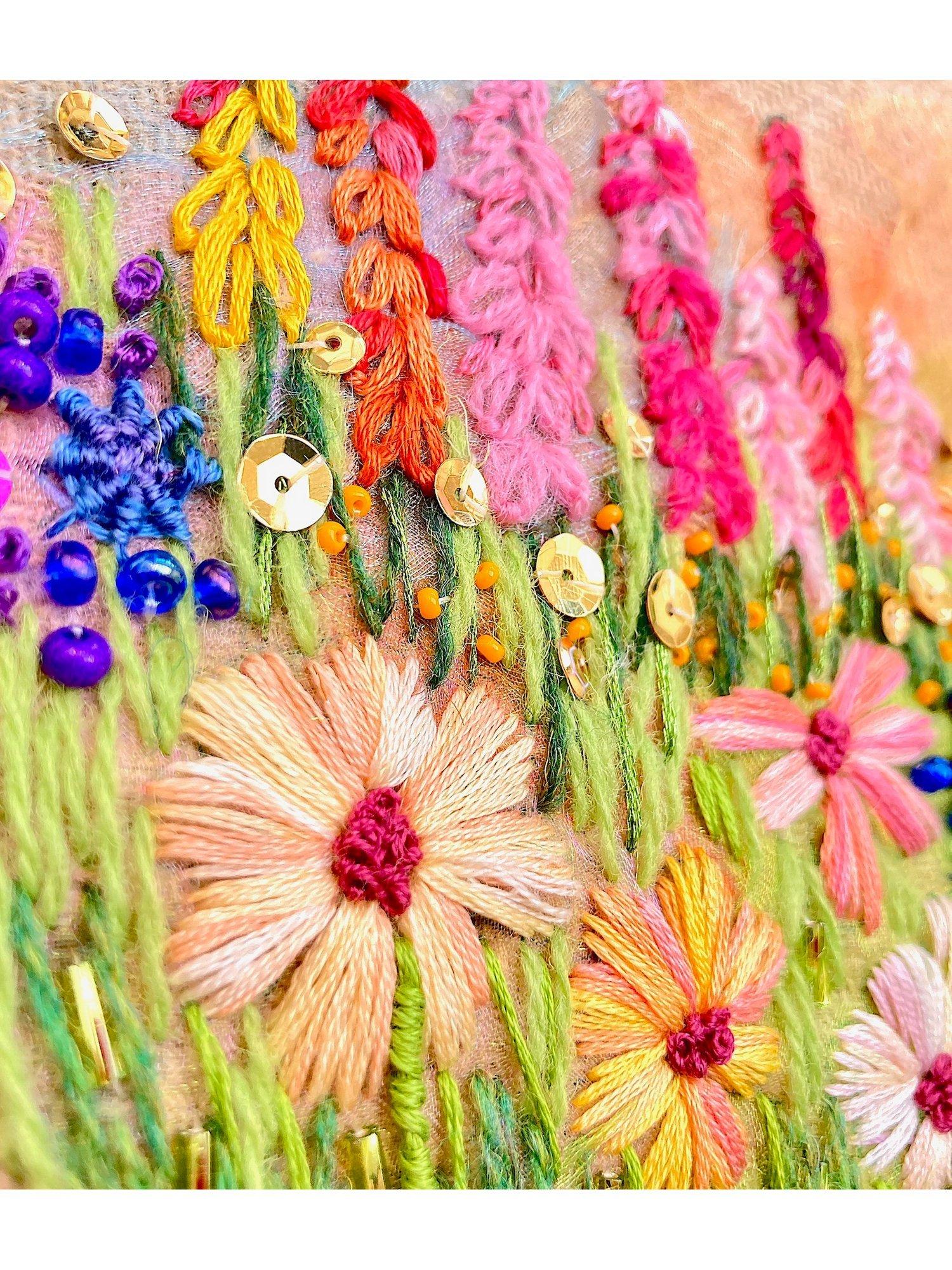 Rowandean Cosmos and Snapdragons Embroidery Kit, imported from the UK