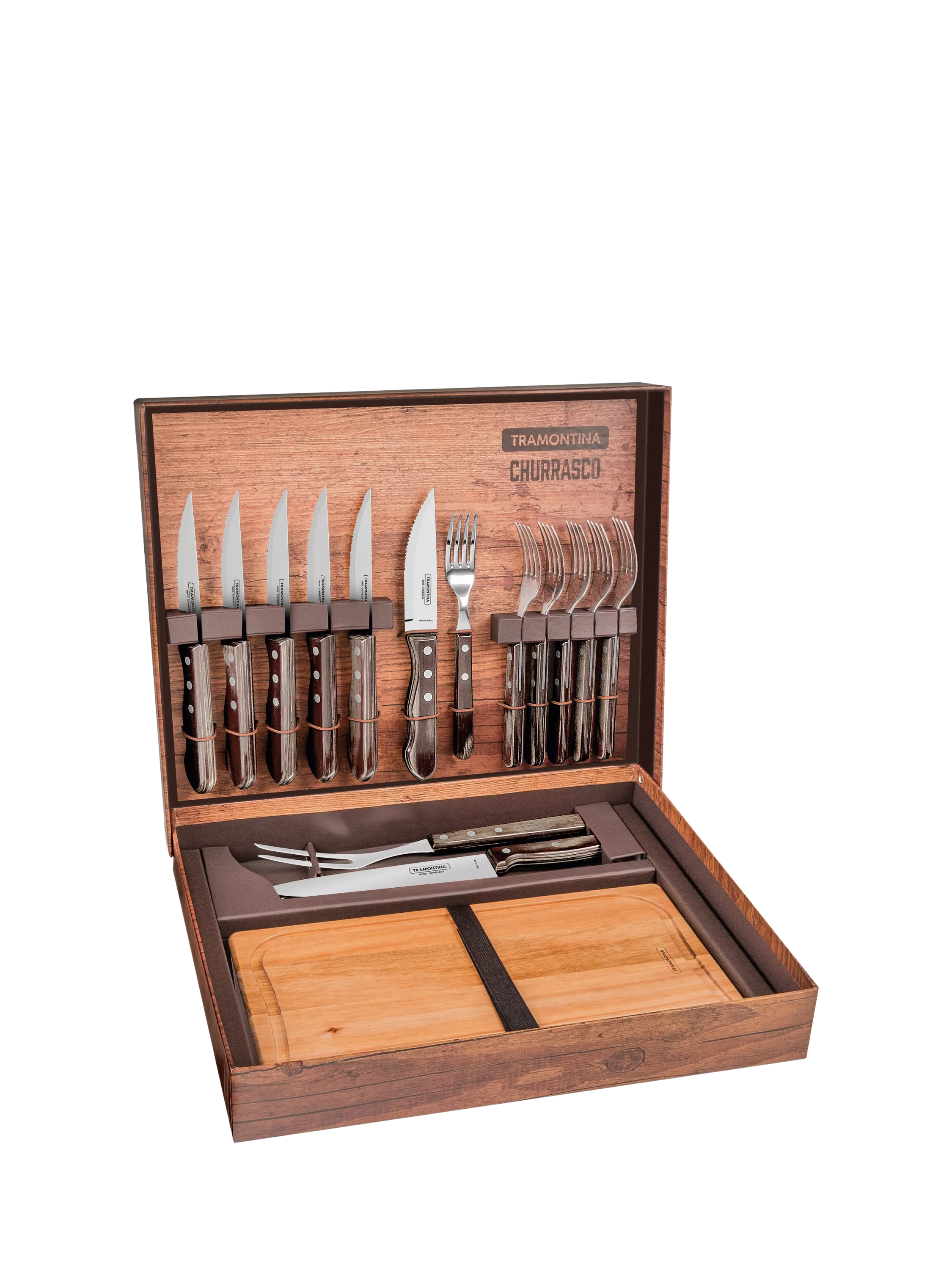 Tramontina Churrasco carving set 15 pieces with board - British product