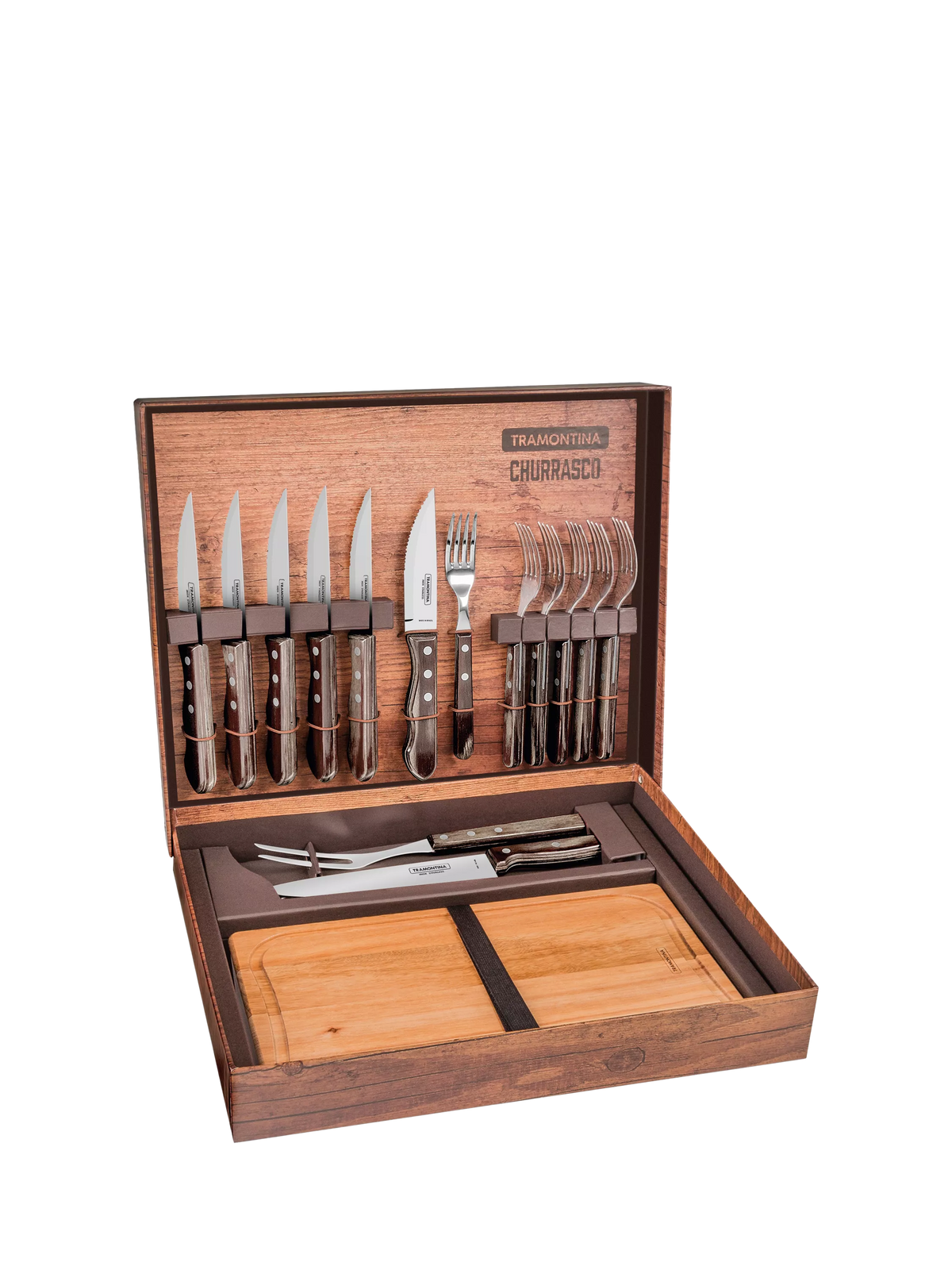Tramontina Churrasco carving set 15 pieces with board - British product