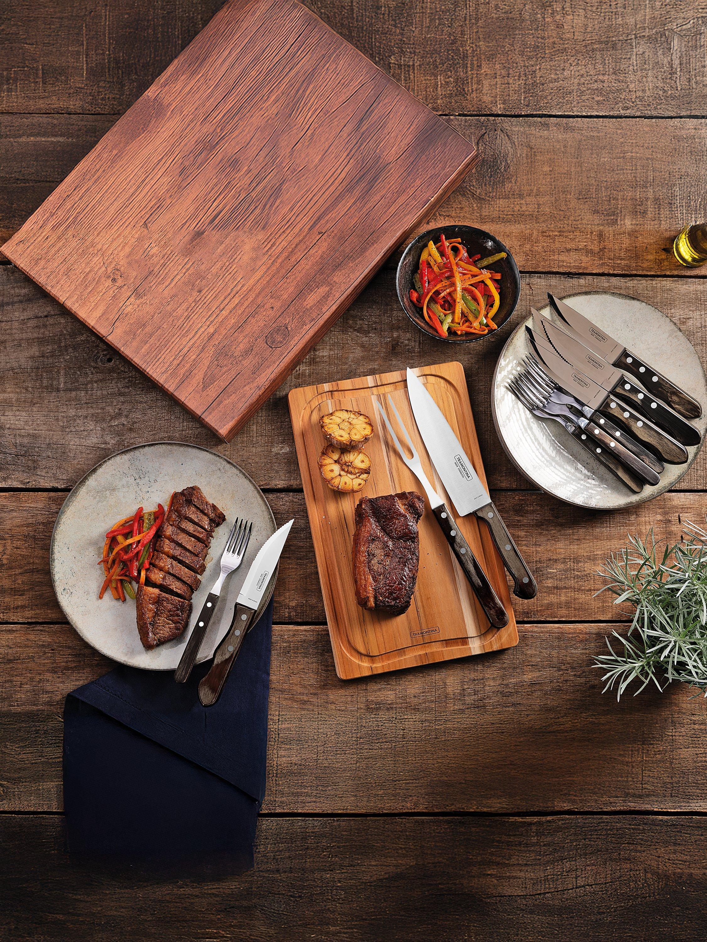 Tramontina Churrasco carving set 15 pieces with board - British product