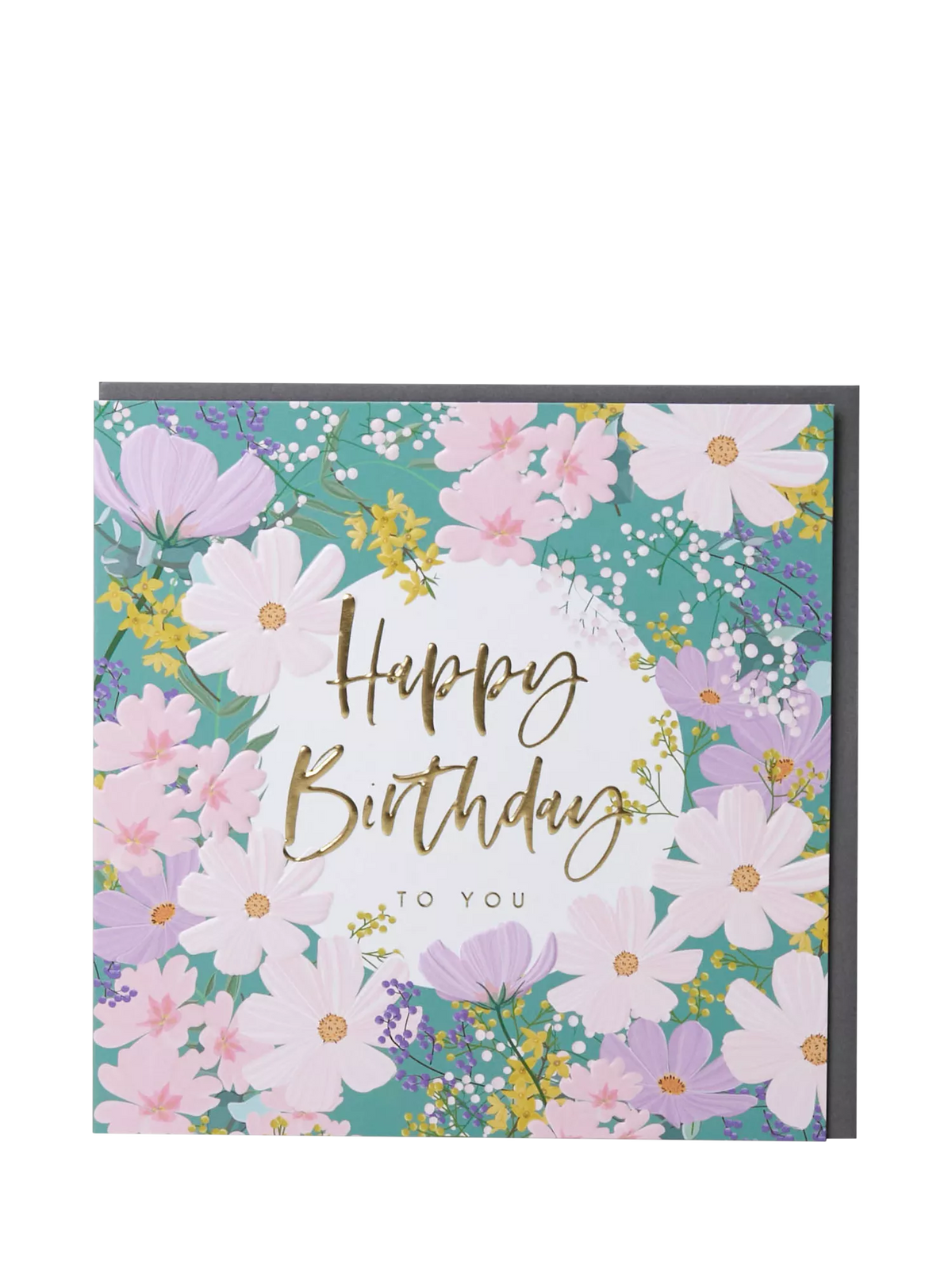 Belly Button Designs flowers birthday card with grey envelope - British product
