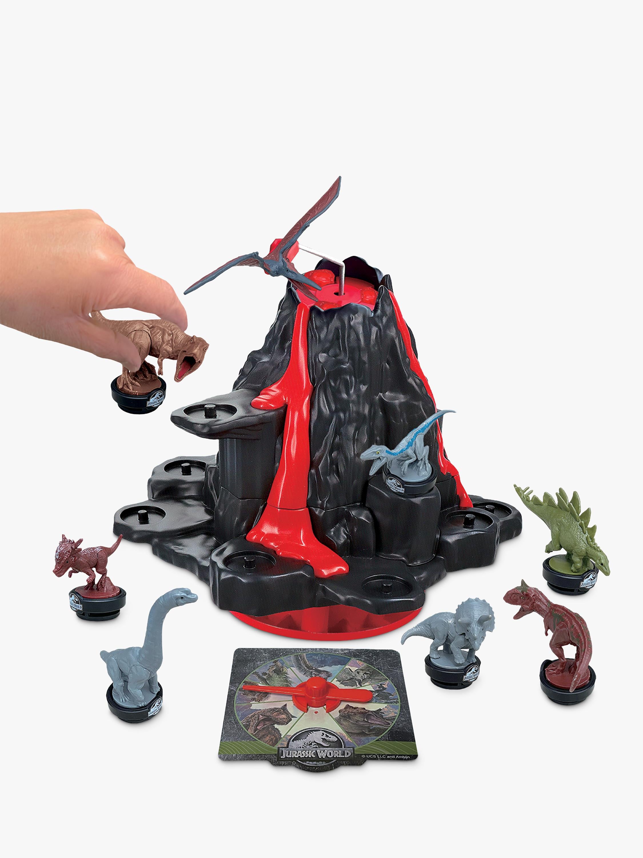 Jurassic World shaky volcano game with dinosaur figures, UK version