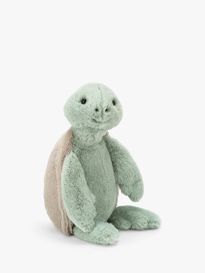Medium skilpadde kosedyr i koselig mintgrønn pels med beige skall