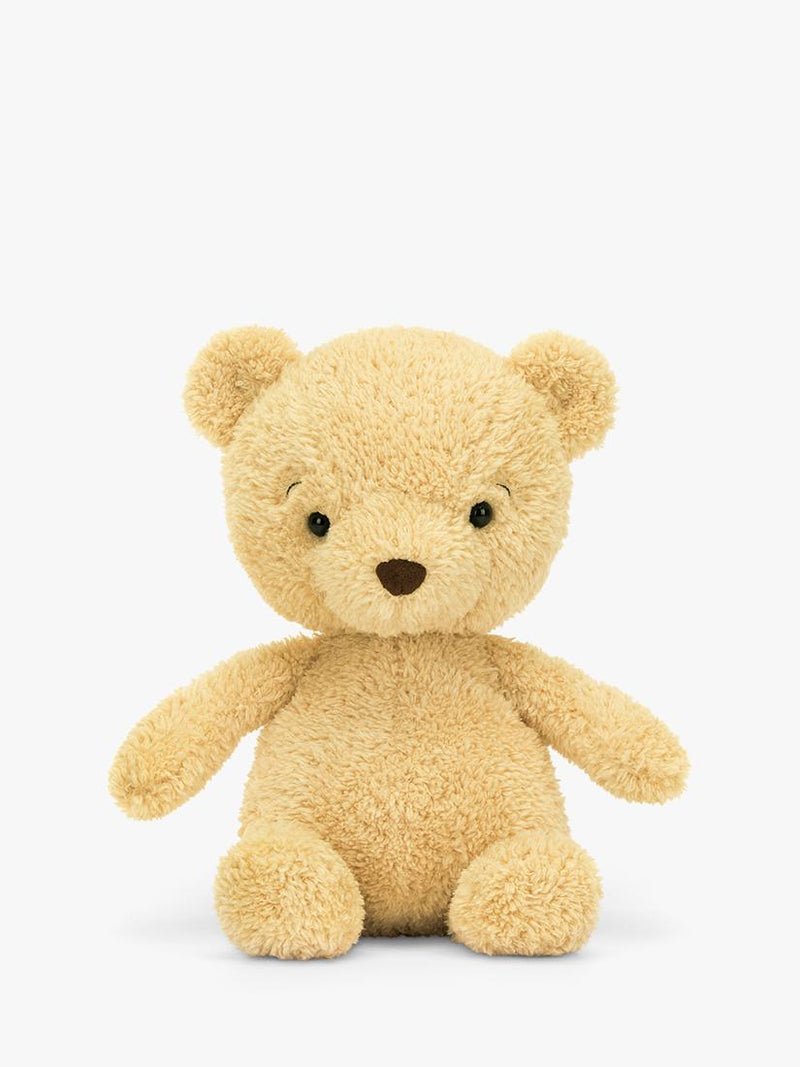 Textured Yellow Fur Bear Soft Toy with Suedette Nose