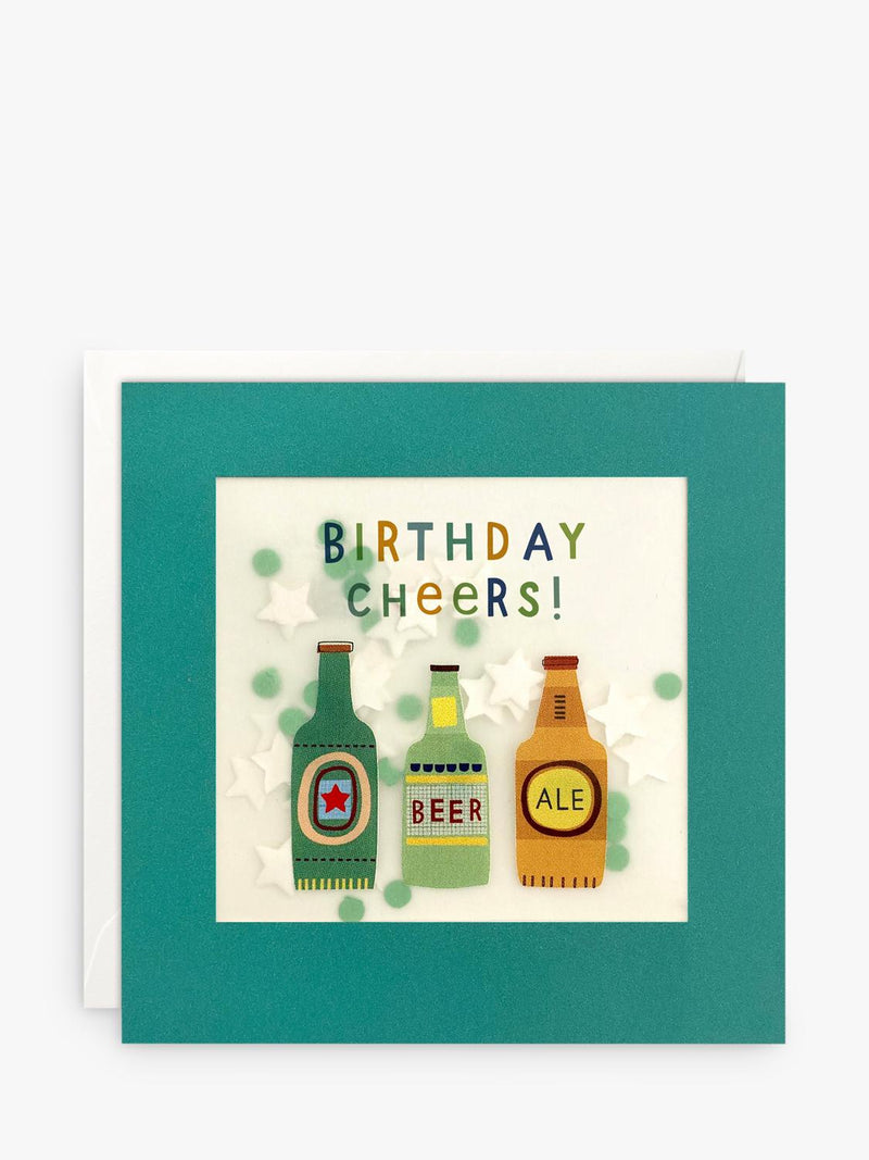 Blank Inside Birthday Card with Beer Bottles Design and White Envelope