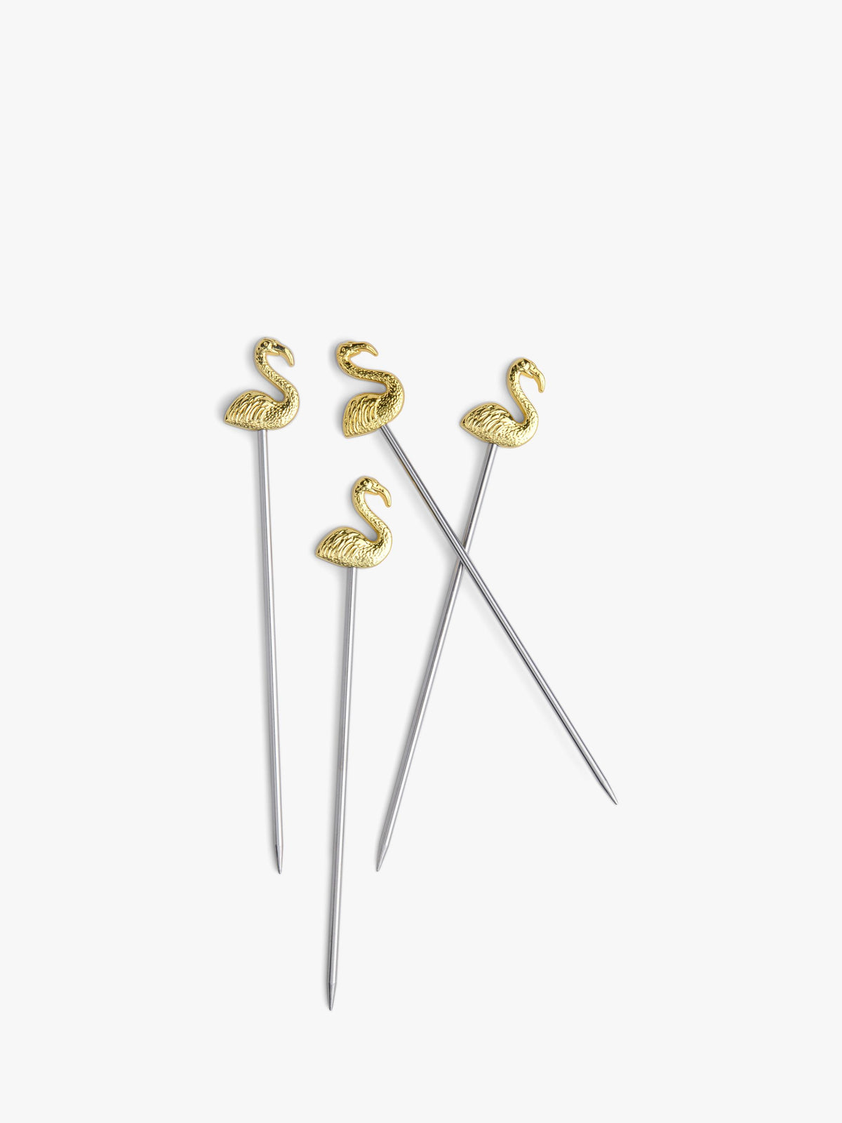 Flamingo Cocktailprikkers Set van 4 in Goud