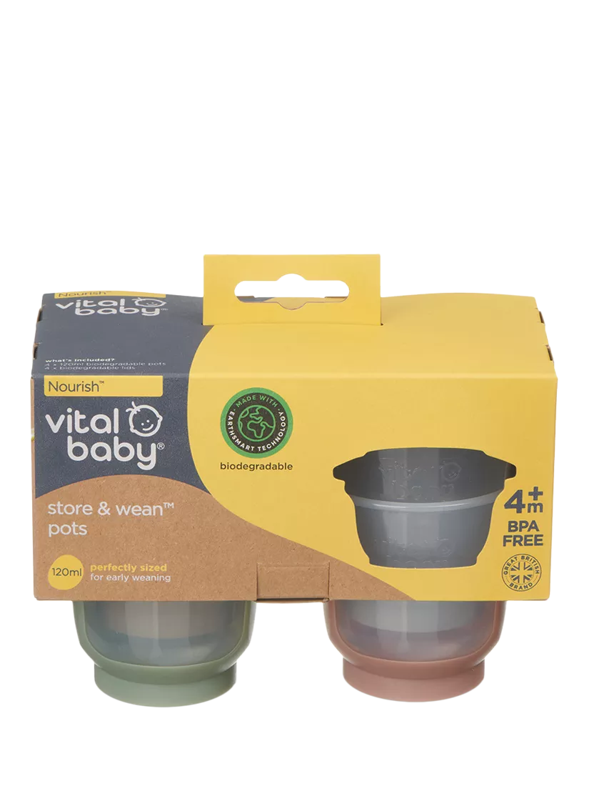 Vital Baby weaning storage pots, pack of 4, 120ml each (British brand)