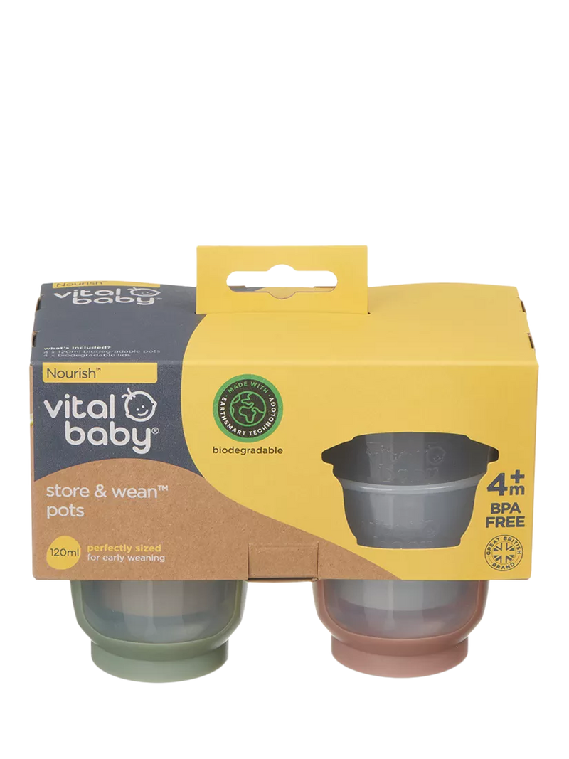 Vital Baby weaning storage pots, pack of 4, 120ml each (British brand)