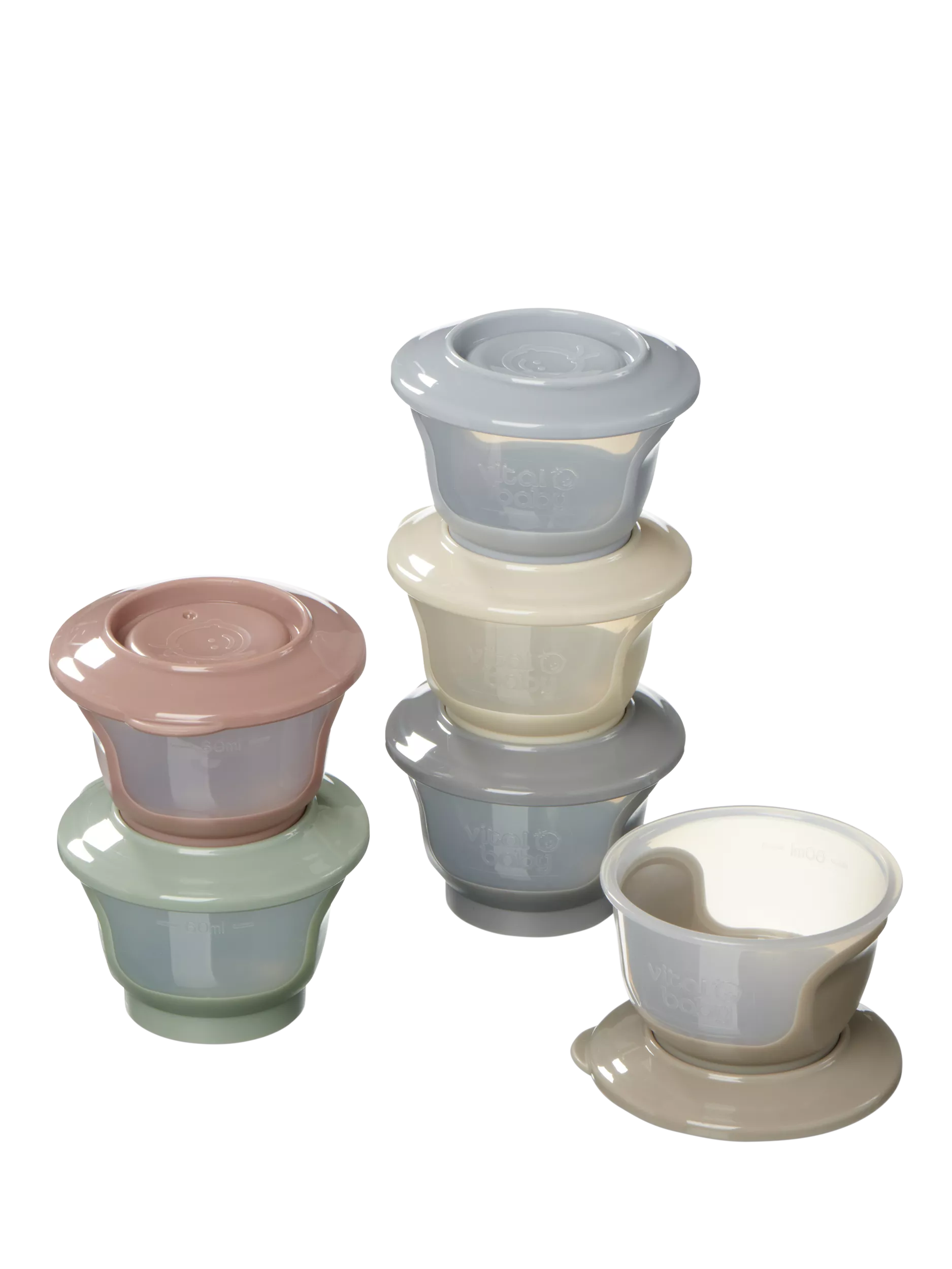 Vital Baby storage pots for baby weaning, set of six 60ml containers (British brand)