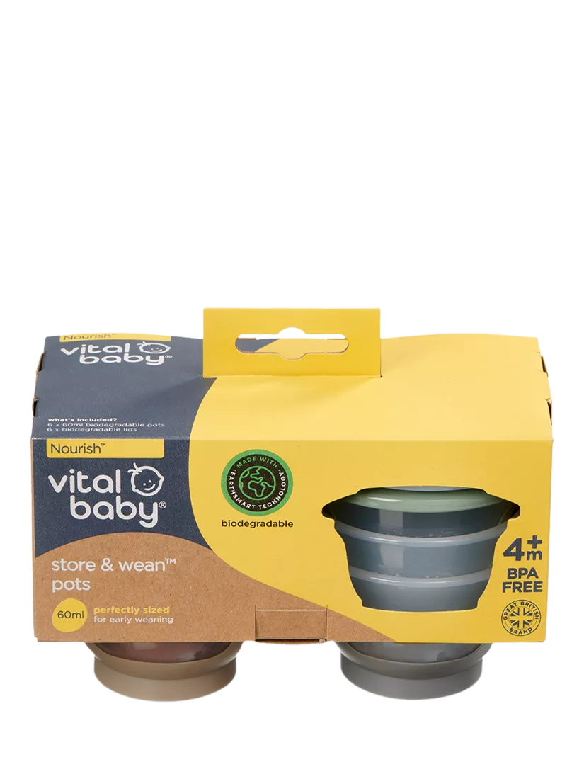 Vital Baby storage pots for baby weaning, set of six 60ml containers (British brand)