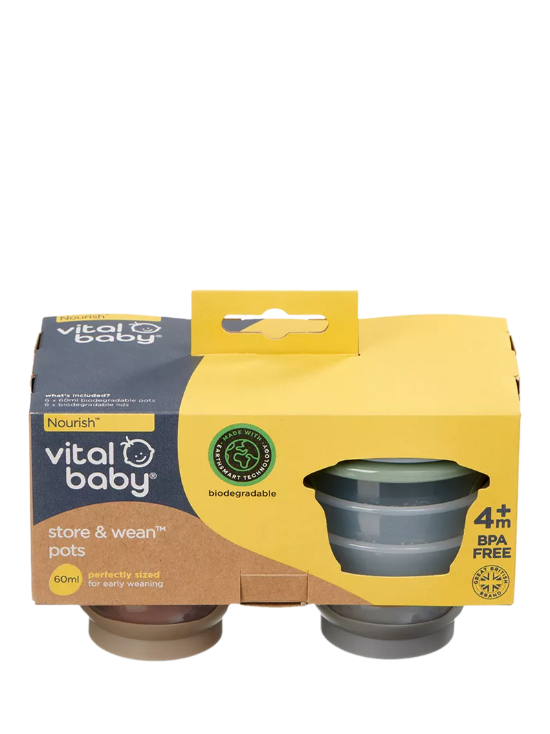 Vital Baby storage pots for baby weaning, set of six 60ml containers (British brand)