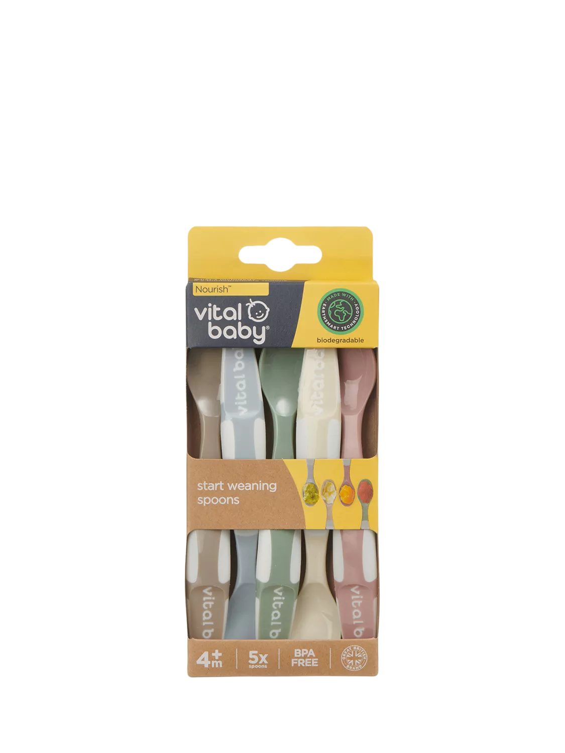 Vital Baby weaning spoons Natural Pack of 5 (British brand)