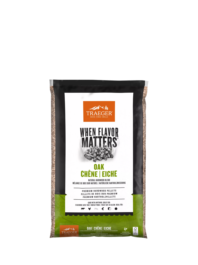 Traeger oak hardwood BBQ pellets 9kg (British brand)
