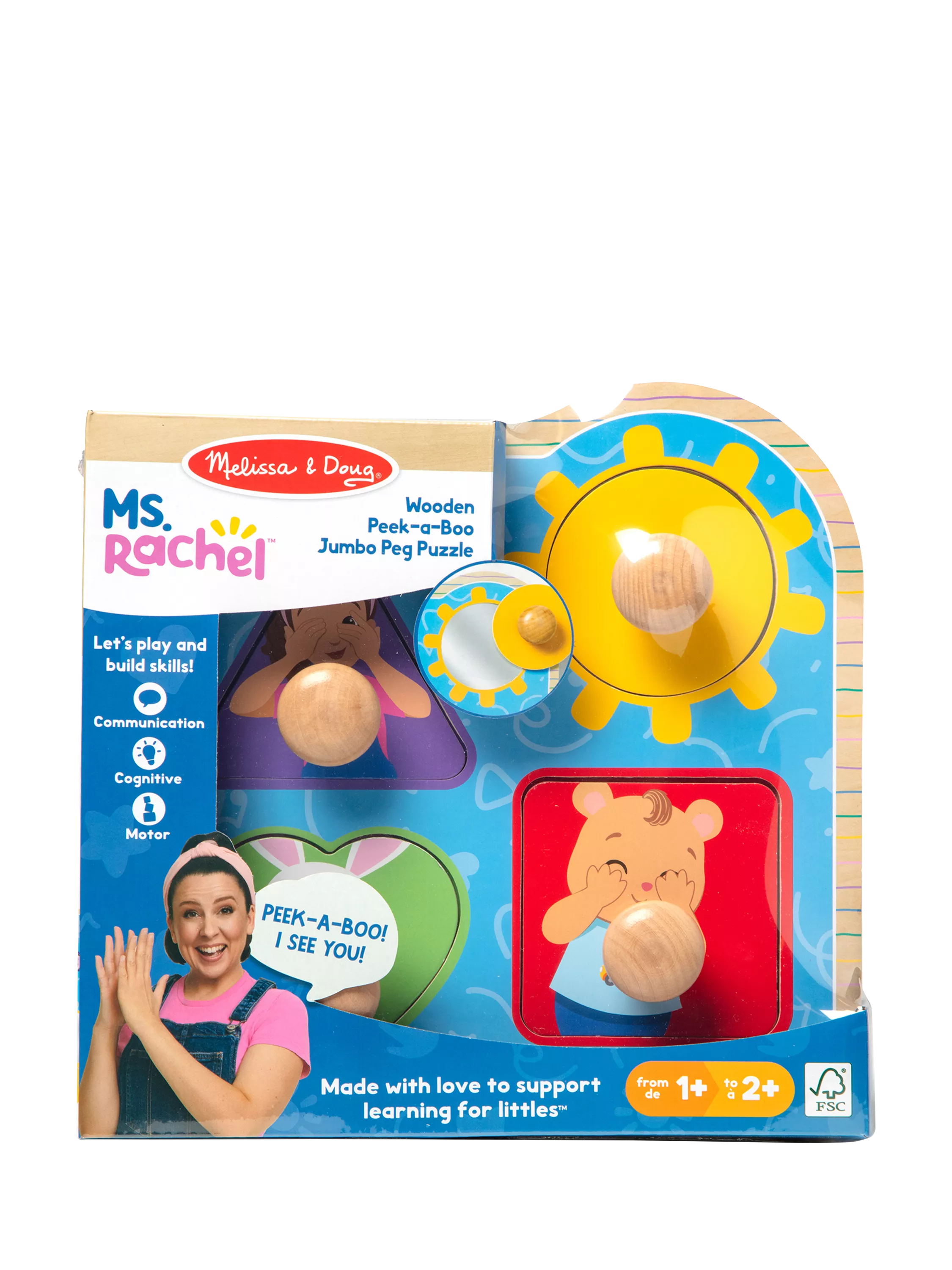 Melissa & Doug wooden jumbo peg puzzle Ms. Rachel Peek-a-Boo, UK version