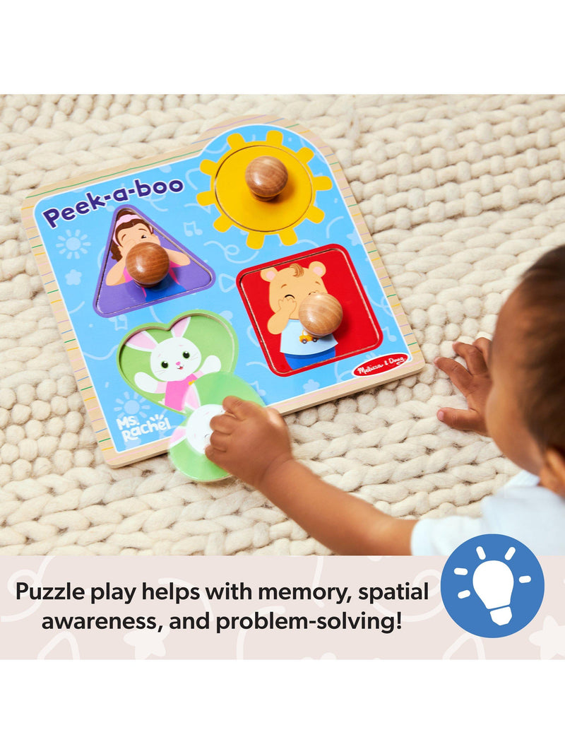 Melissa & Doug wooden jumbo peg puzzle Ms. Rachel Peek-a-Boo, UK version