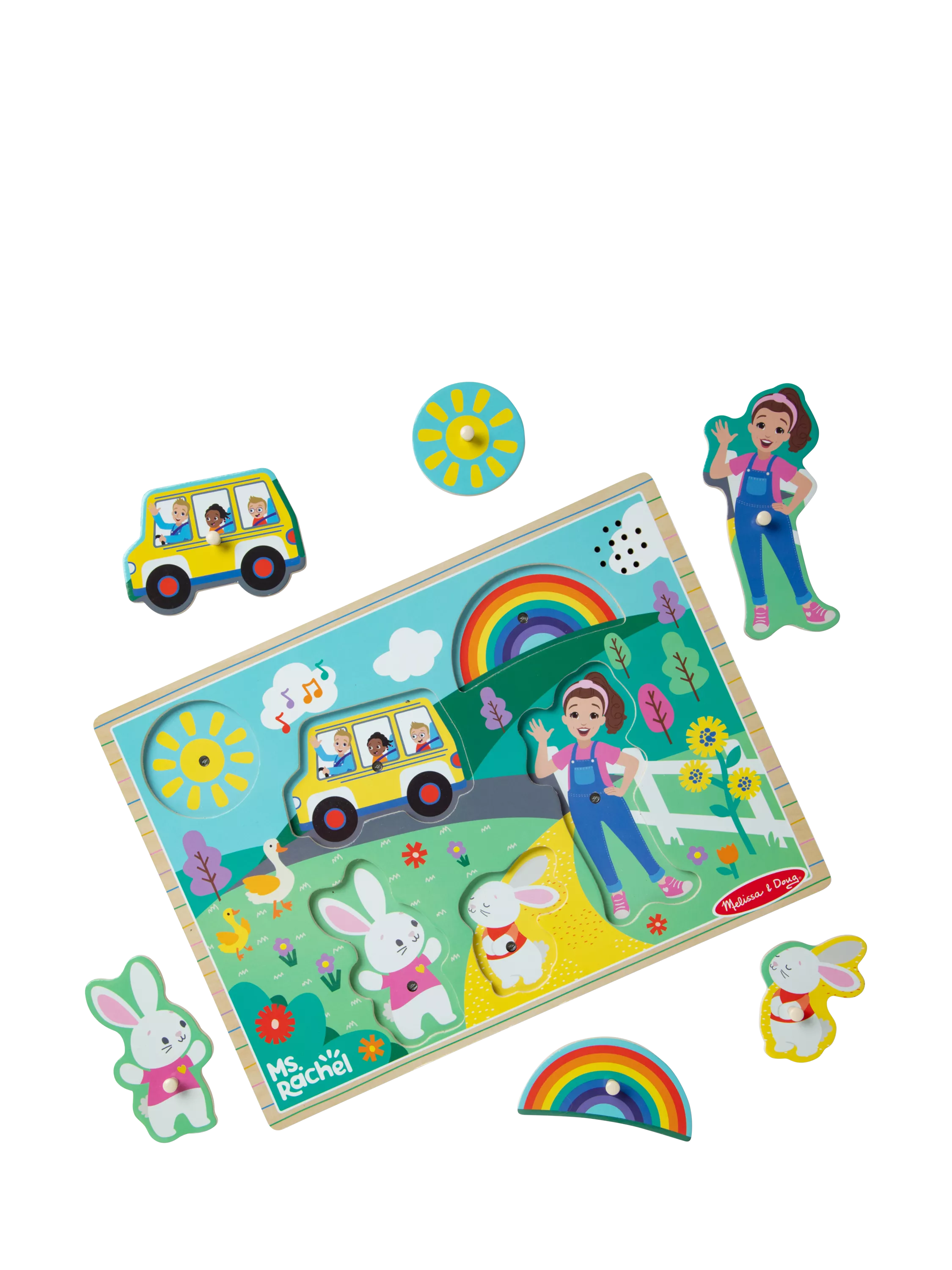 Melissa & Doug Ms. Rachel wooden song peg puzzle (British brand)