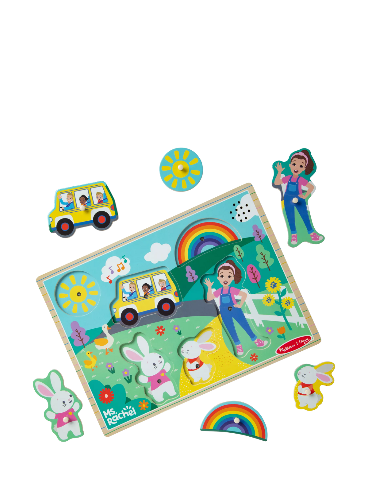 Melissa & Doug Ms. Rachel wooden song peg puzzle (British brand)