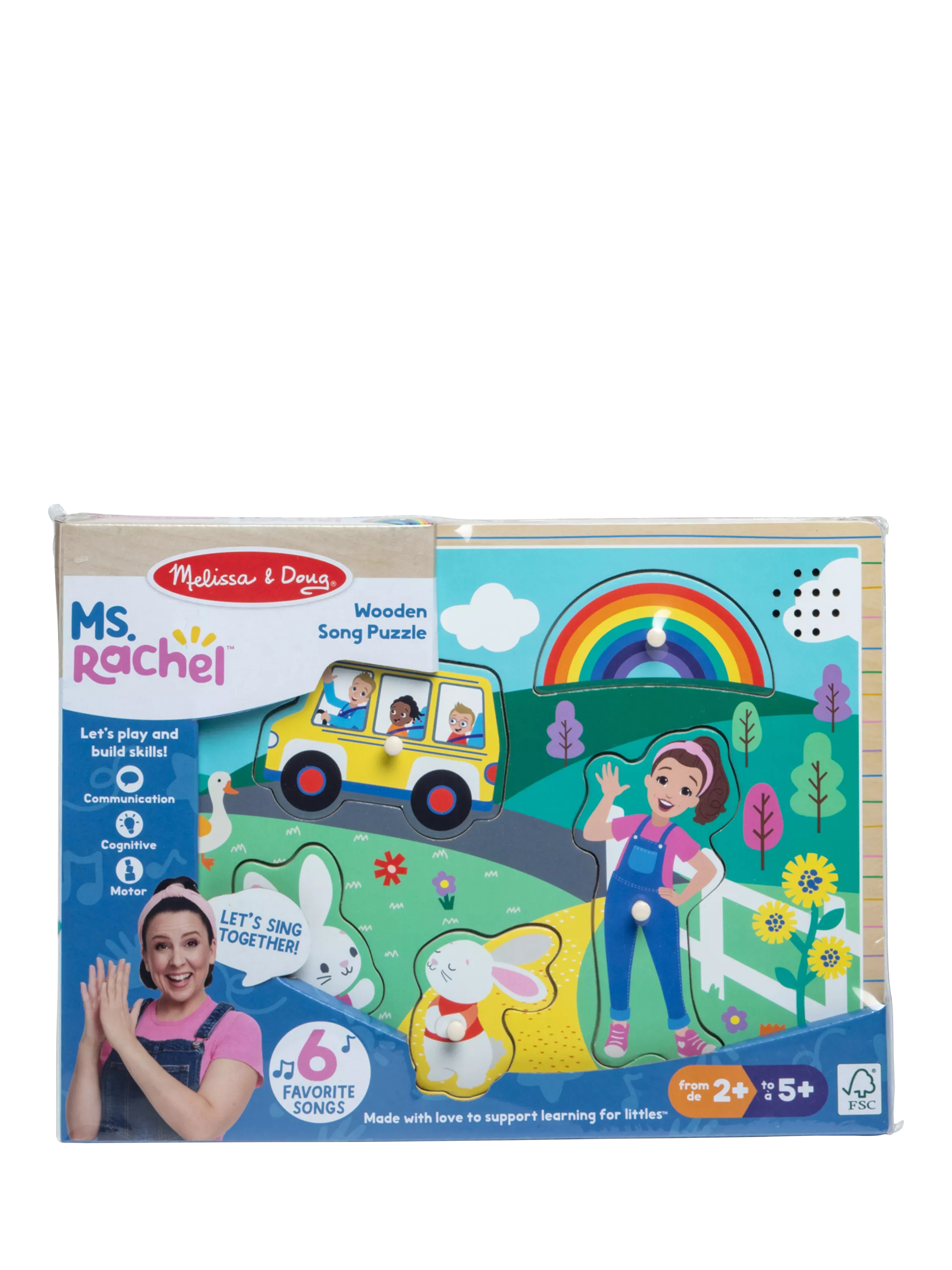 Melissa & Doug Ms. Rachel wooden song peg puzzle (British brand)
