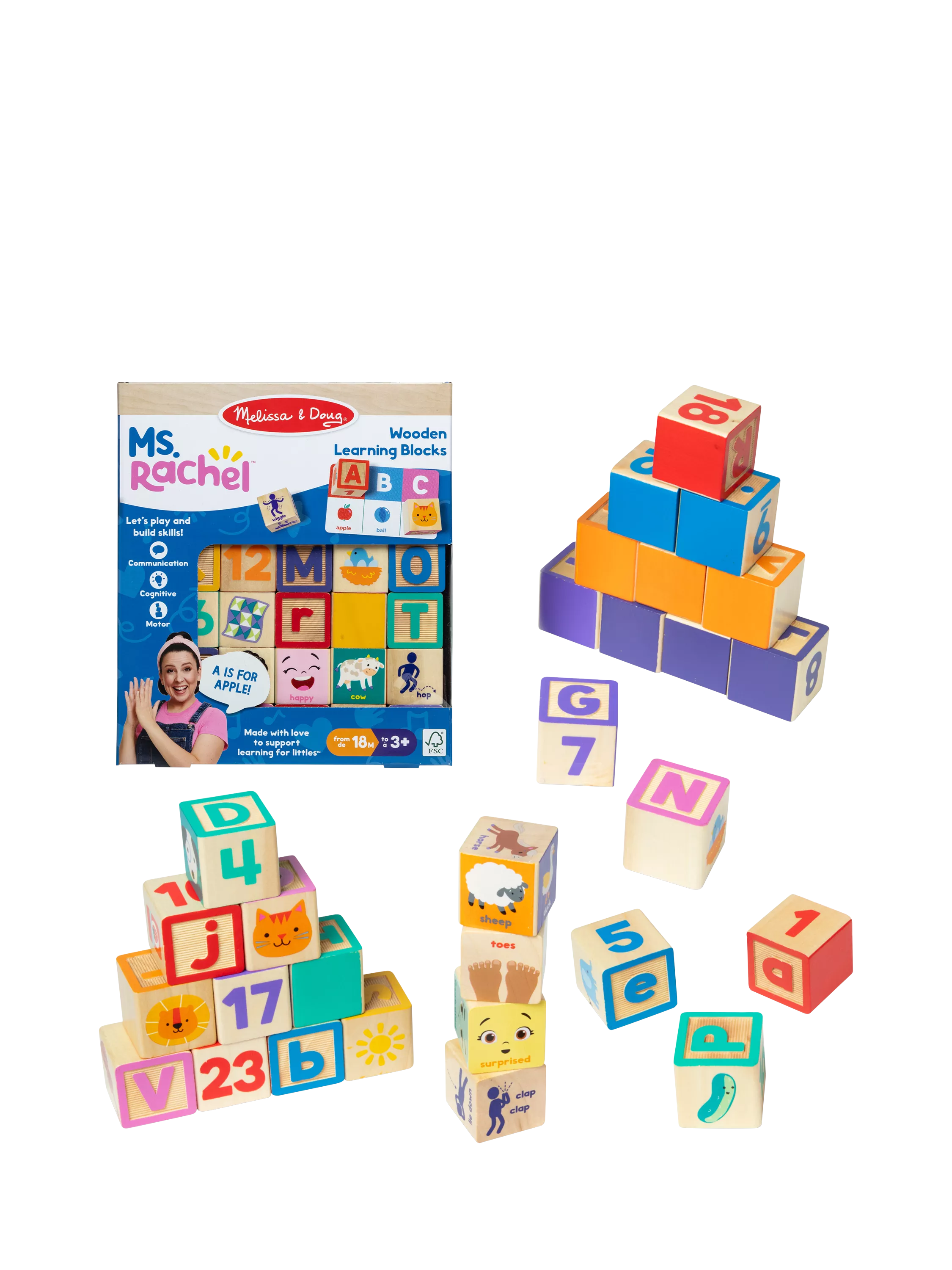 Melissa & Doug Ms. Rachel wooden learning blocks set, imported from the UK