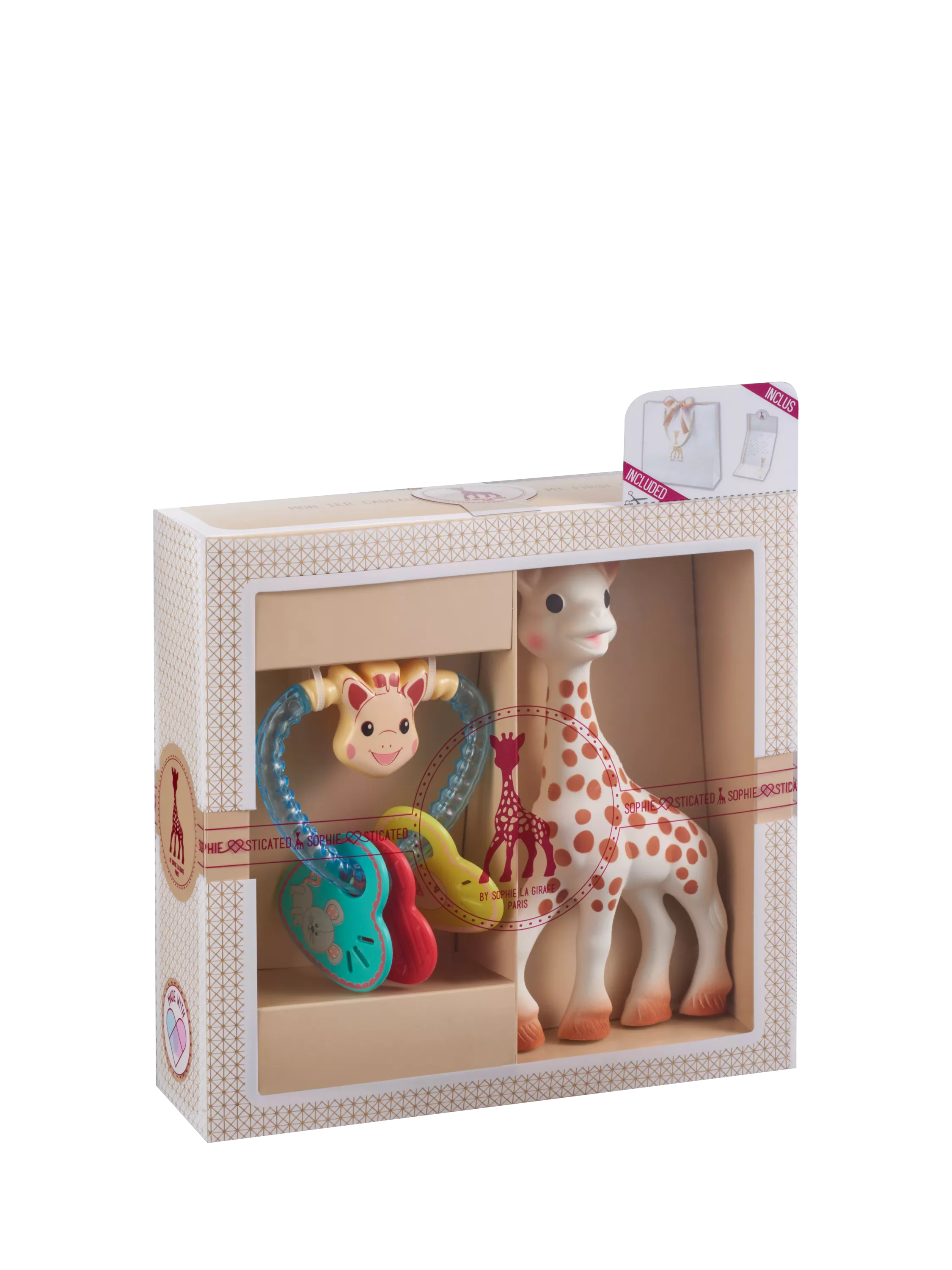 Sophie la girafe baby gift set including teether and rattle, imported from the UK