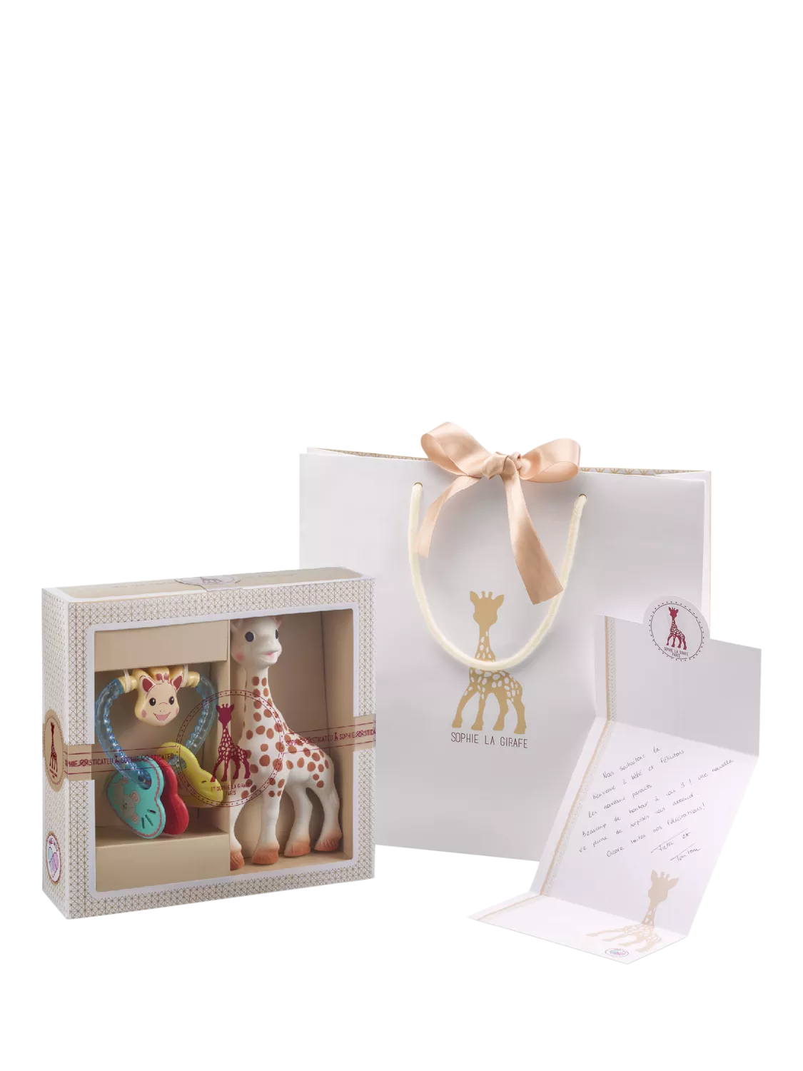 Sophie la girafe baby gift set including teether and rattle, imported from the UK