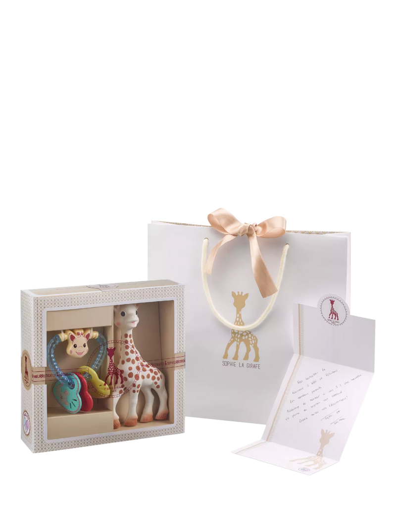 Sophie la girafe baby gift set including teether and rattle, imported from the UK