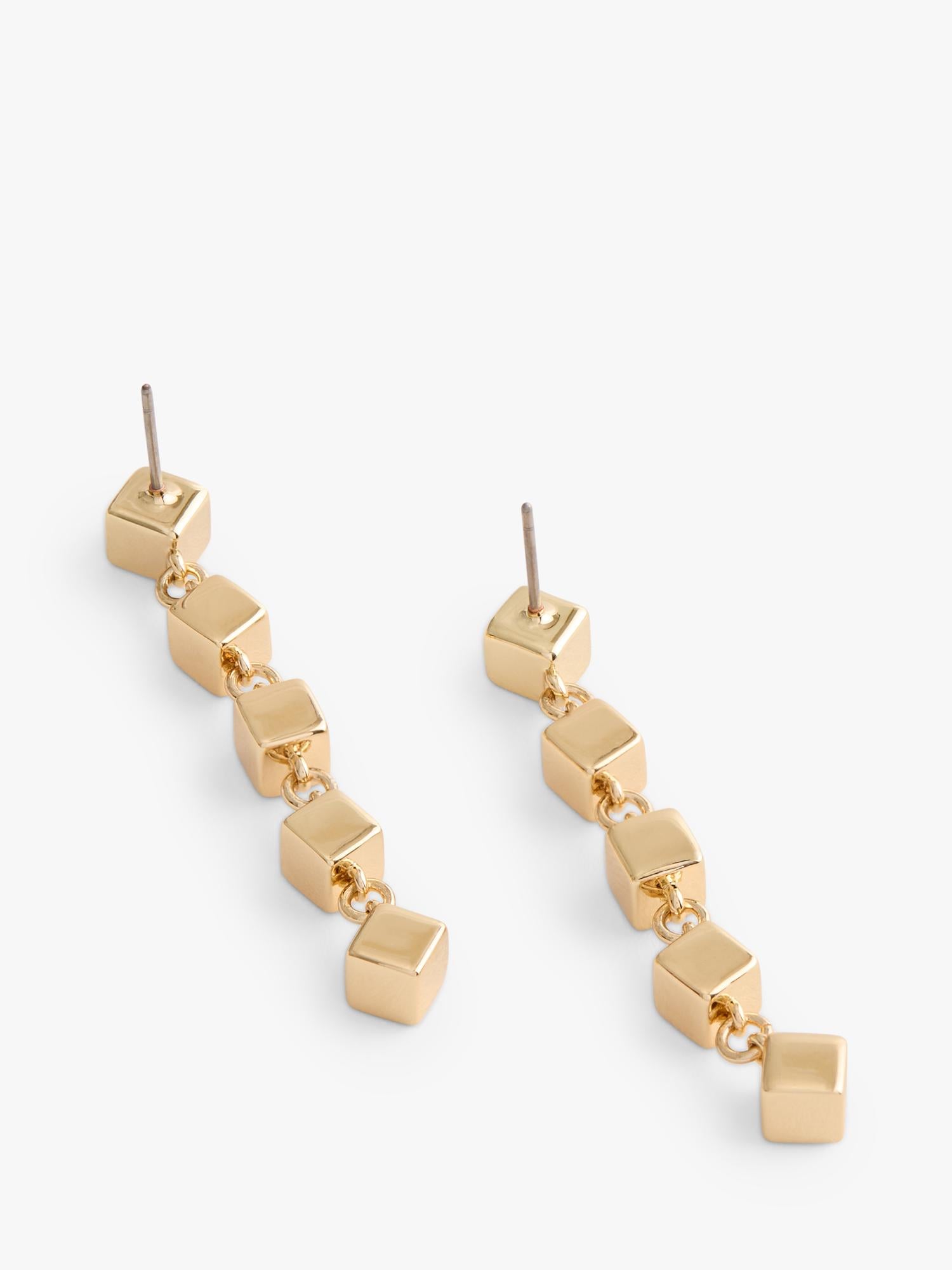 Coach enamel cube chain drop earrings in gold (British brand)