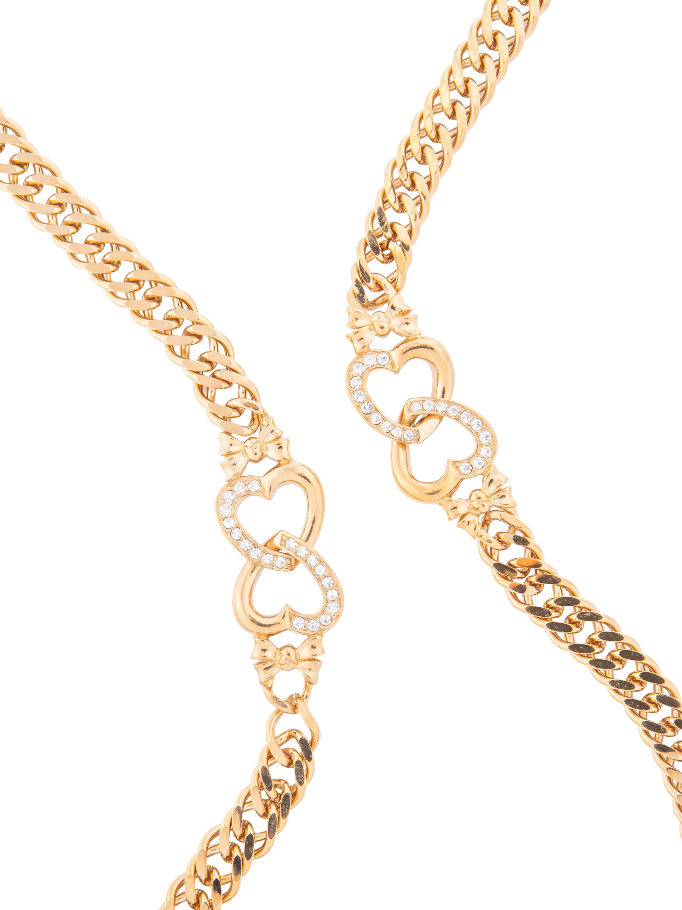 Eclectica double heart chain necklace with Swarovski crystals, UK version