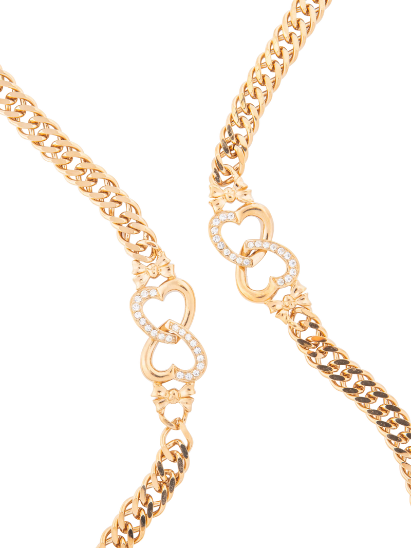 Eclectica double heart chain necklace with Swarovski crystals, UK version